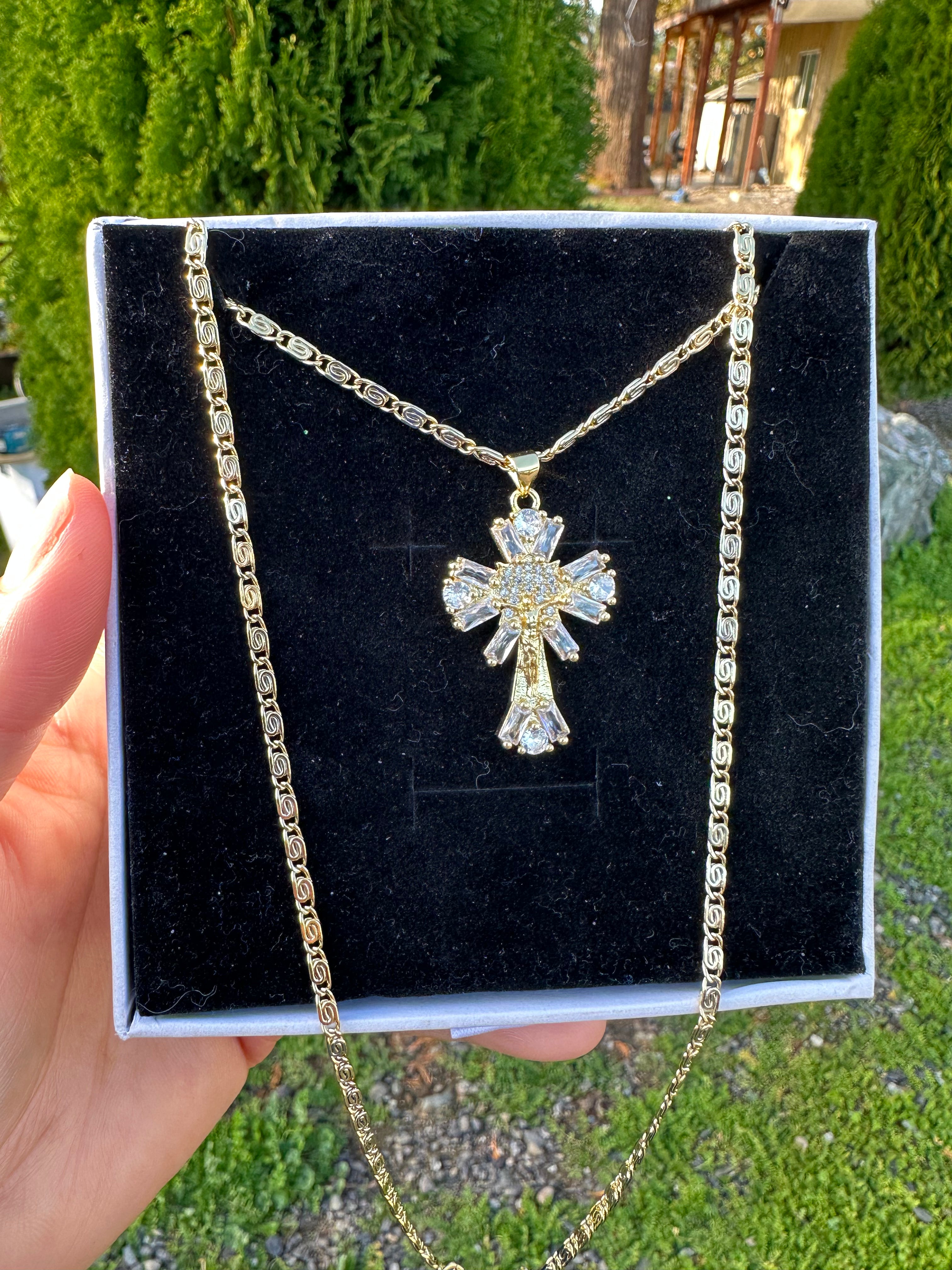 Radiant Crystal Crucifix Necklace