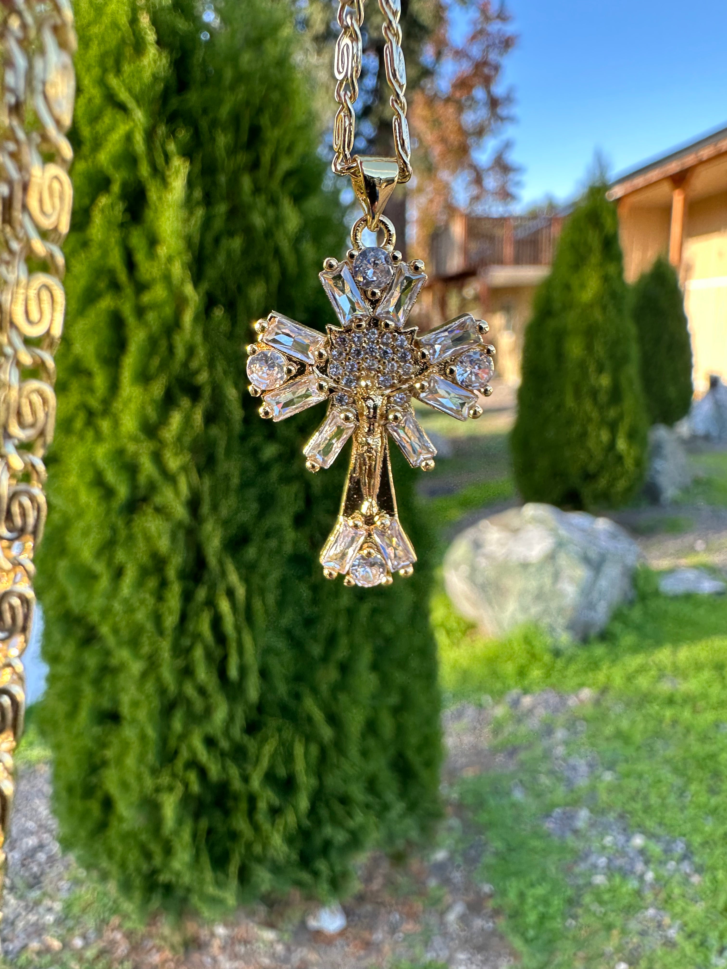 Radiant Crystal Crucifix Necklace