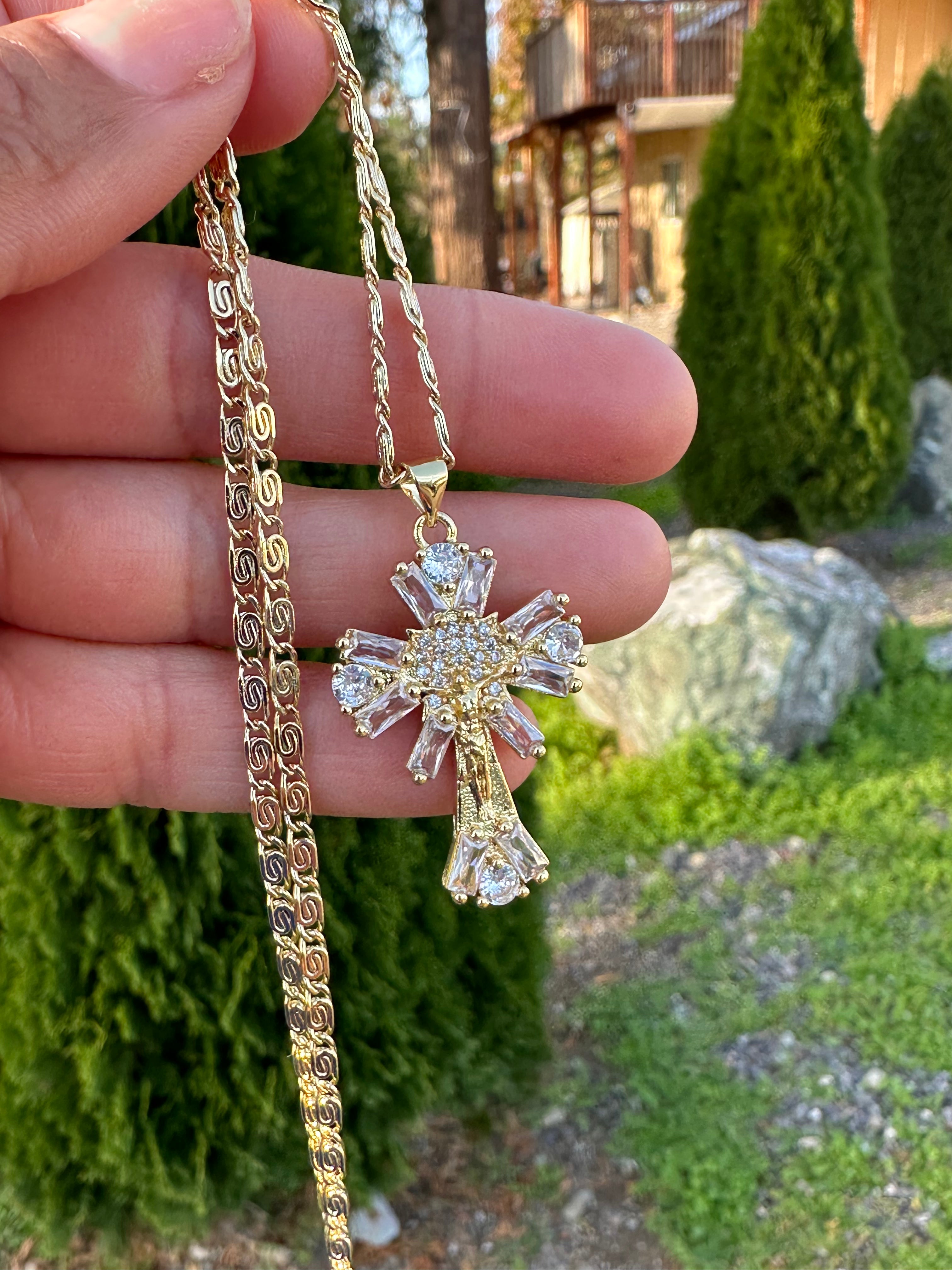Radiant Crystal Crucifix Necklace
