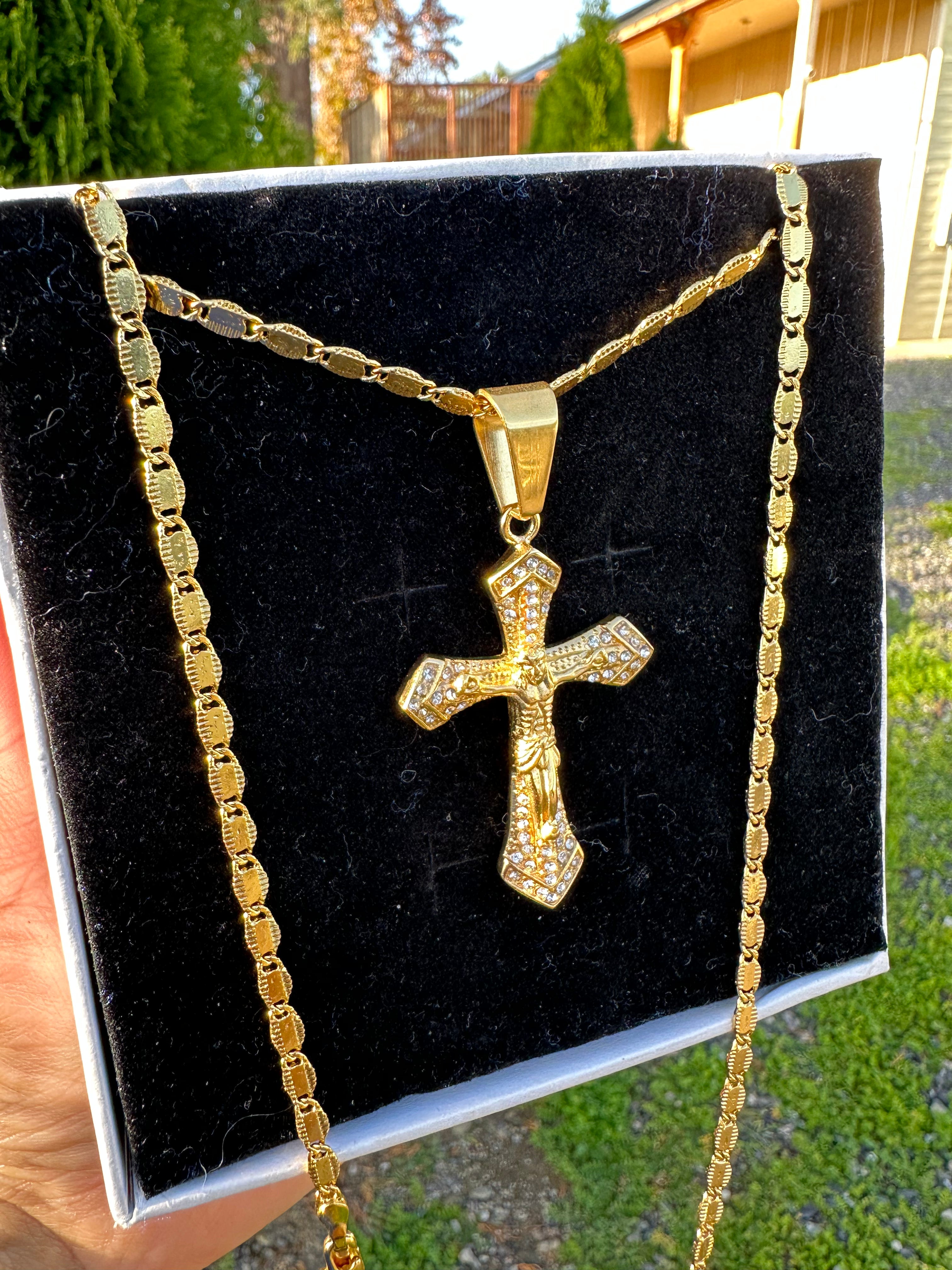 Golden Savior Crucifix Necklace