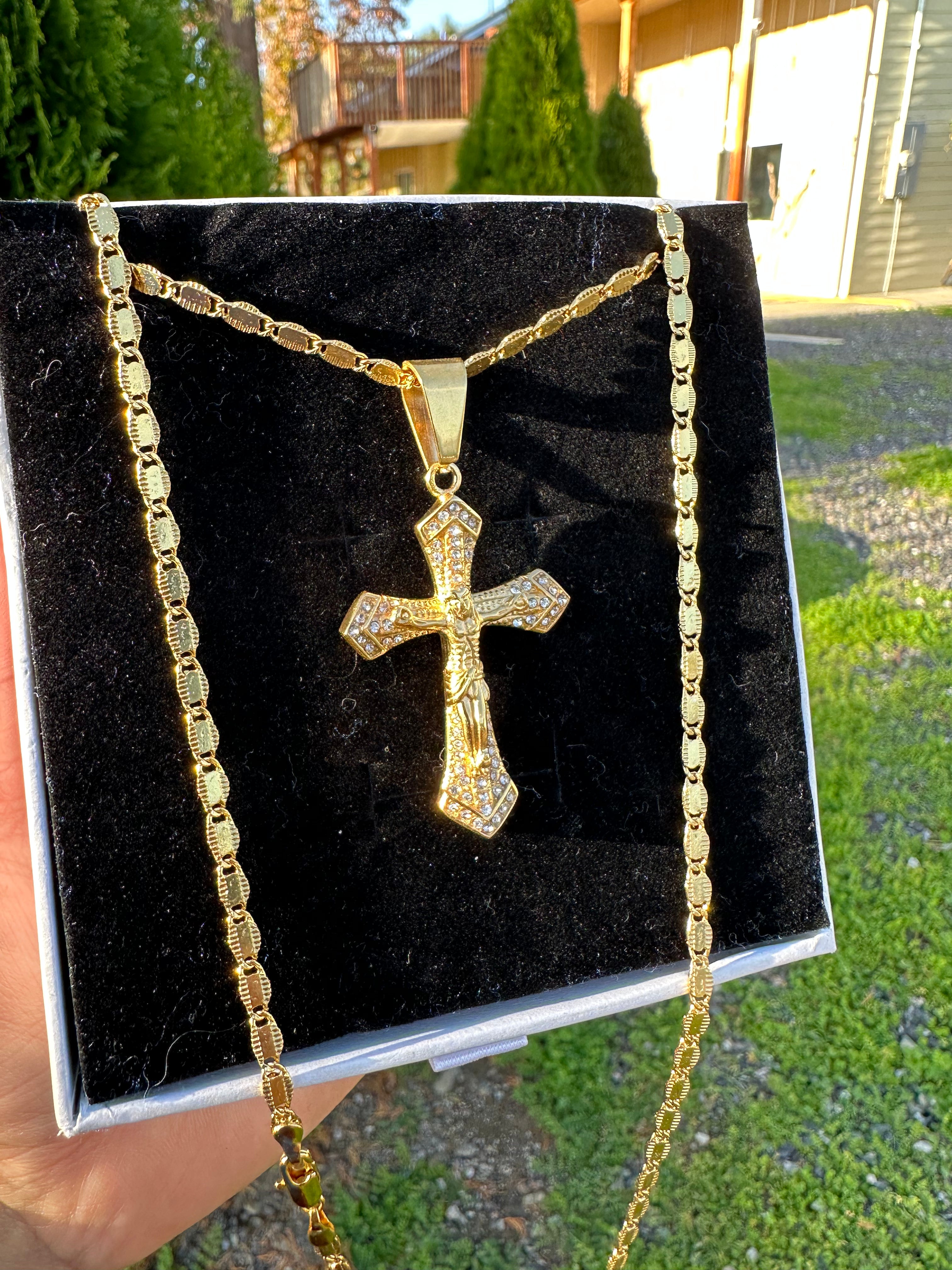 Golden Savior Crucifix Necklace