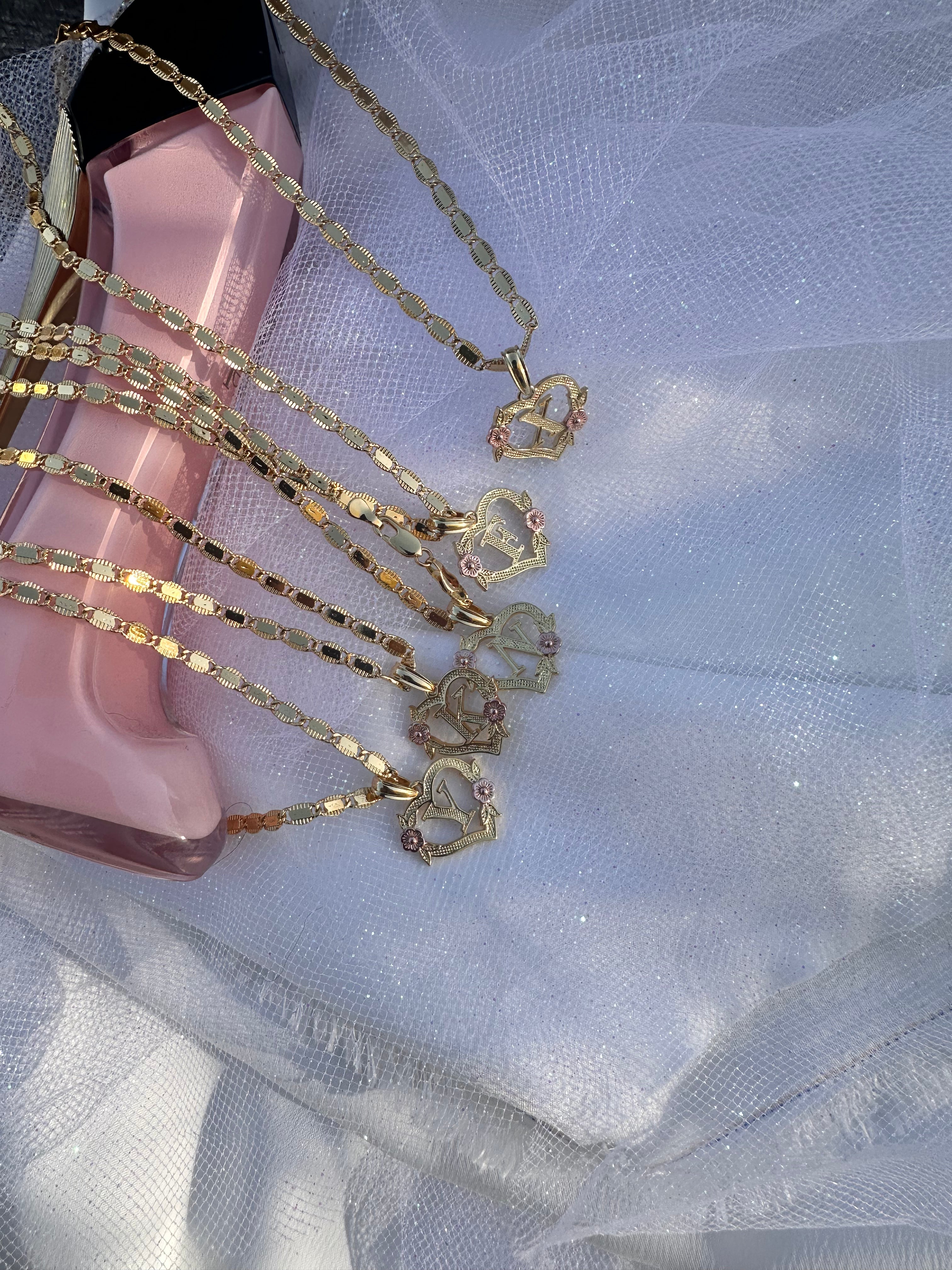 Blossom Initial Heart Necklace