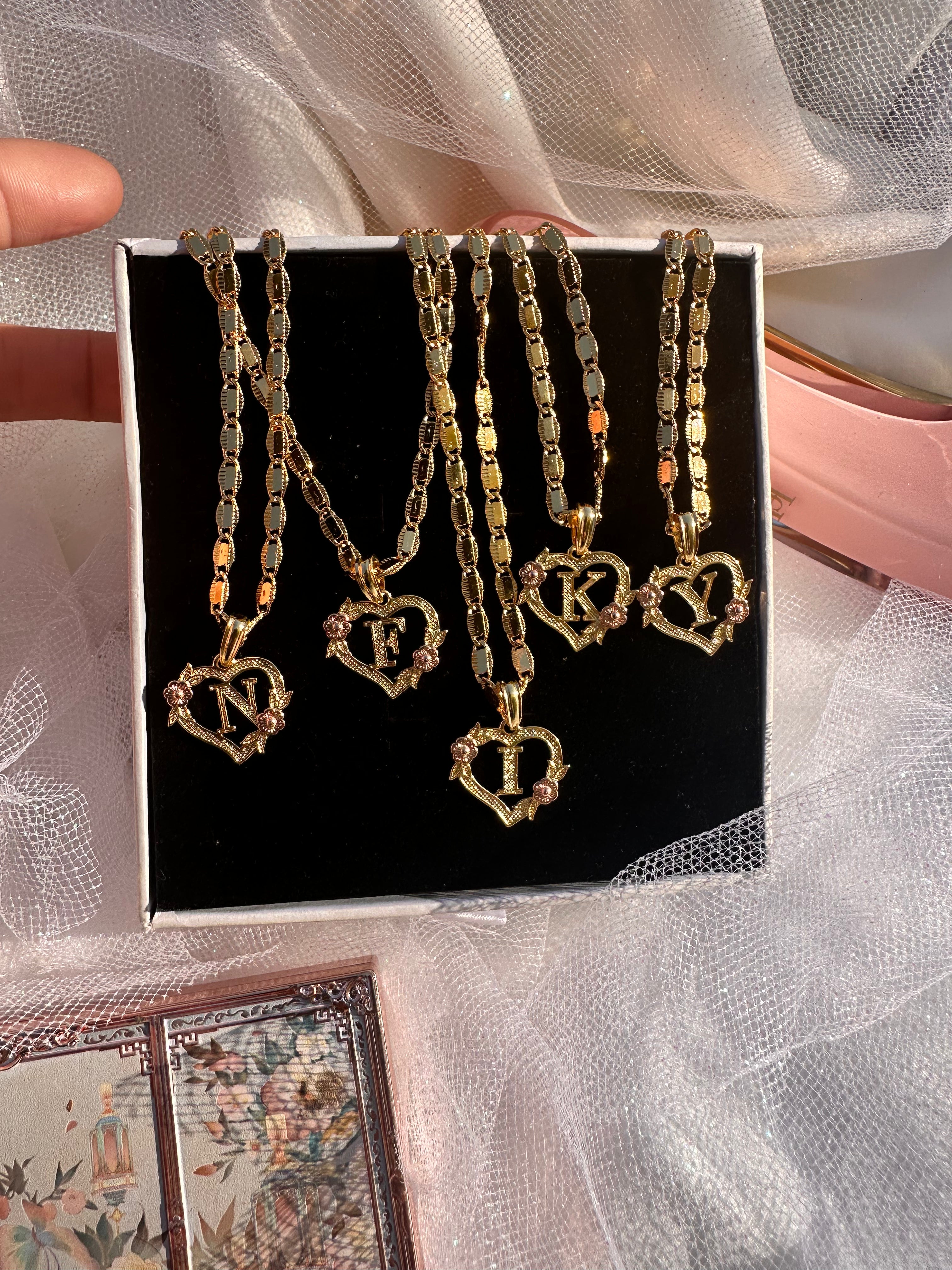 Blossom Initial Heart Necklace