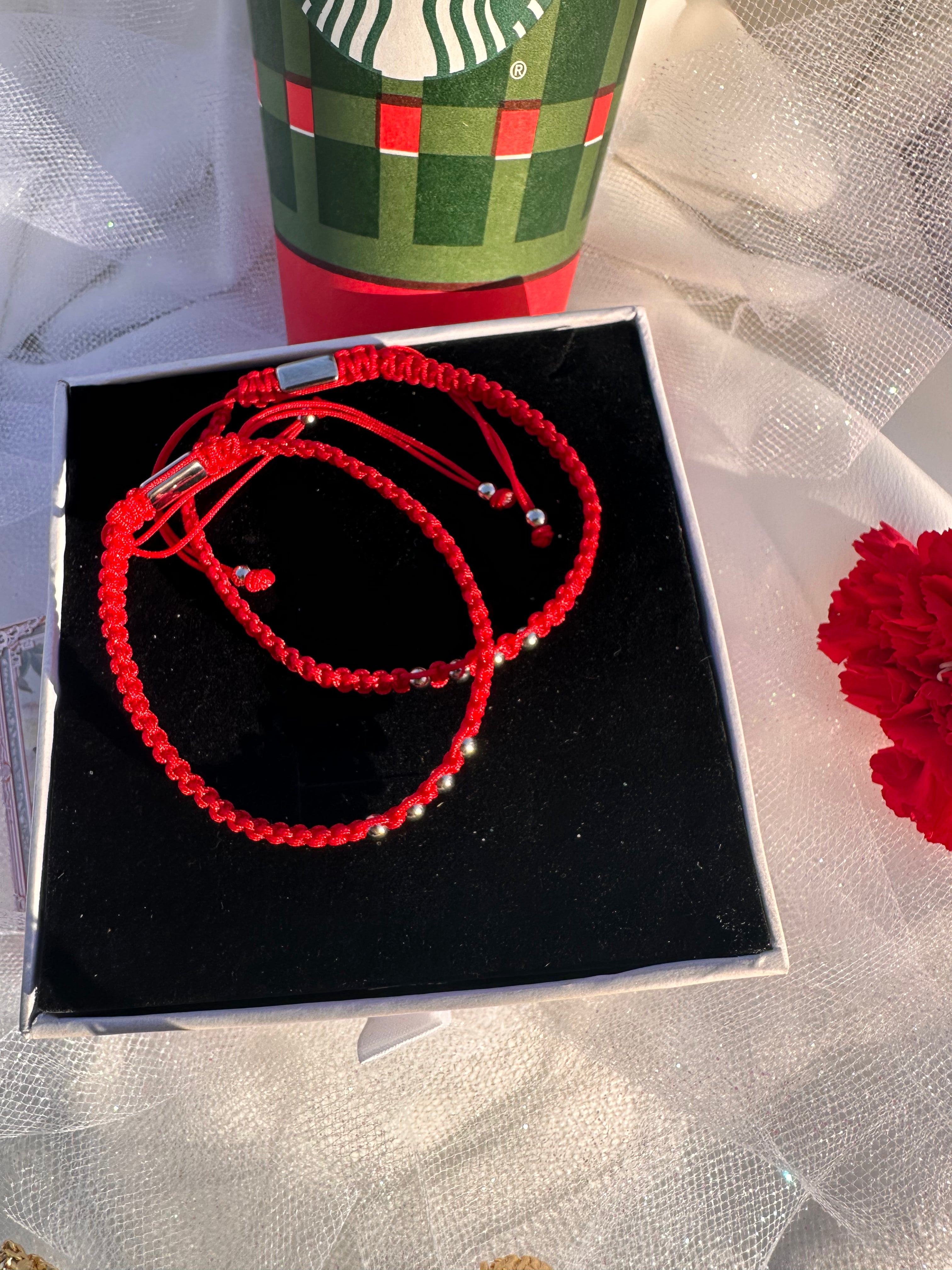 Twin Hearts Red Bracelet Set (2 pcs)
