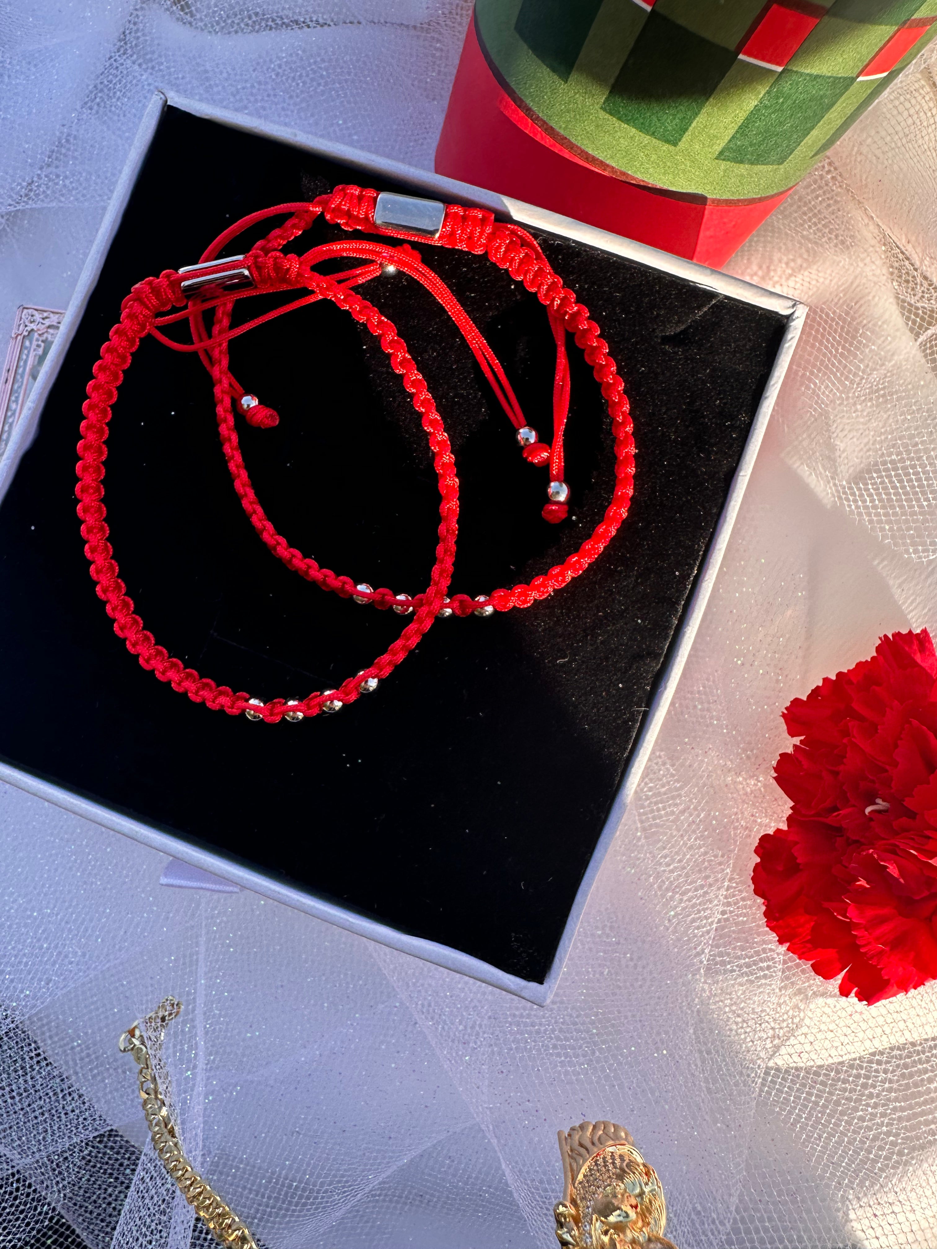 Twin Hearts Red Bracelet Set (2 pcs)