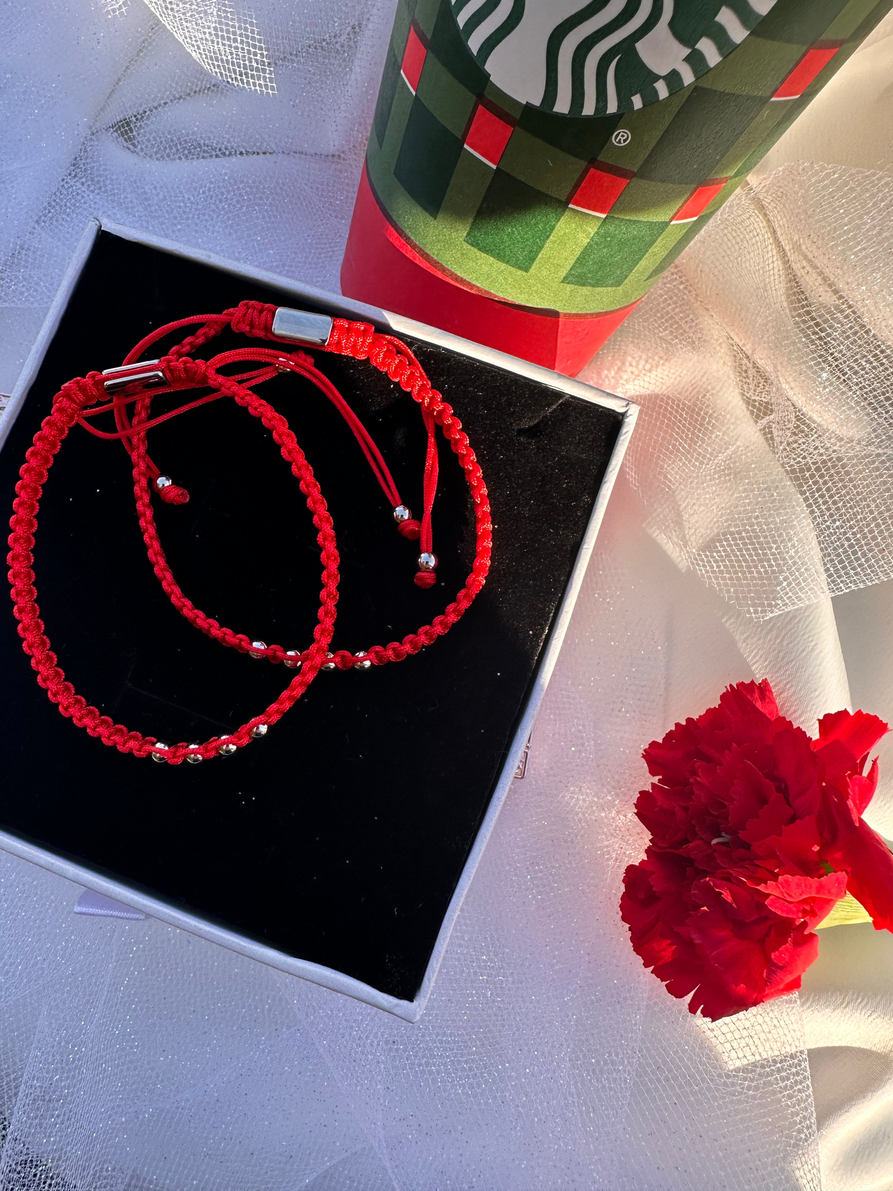 Twin Hearts Red Bracelet Set (2 pcs)