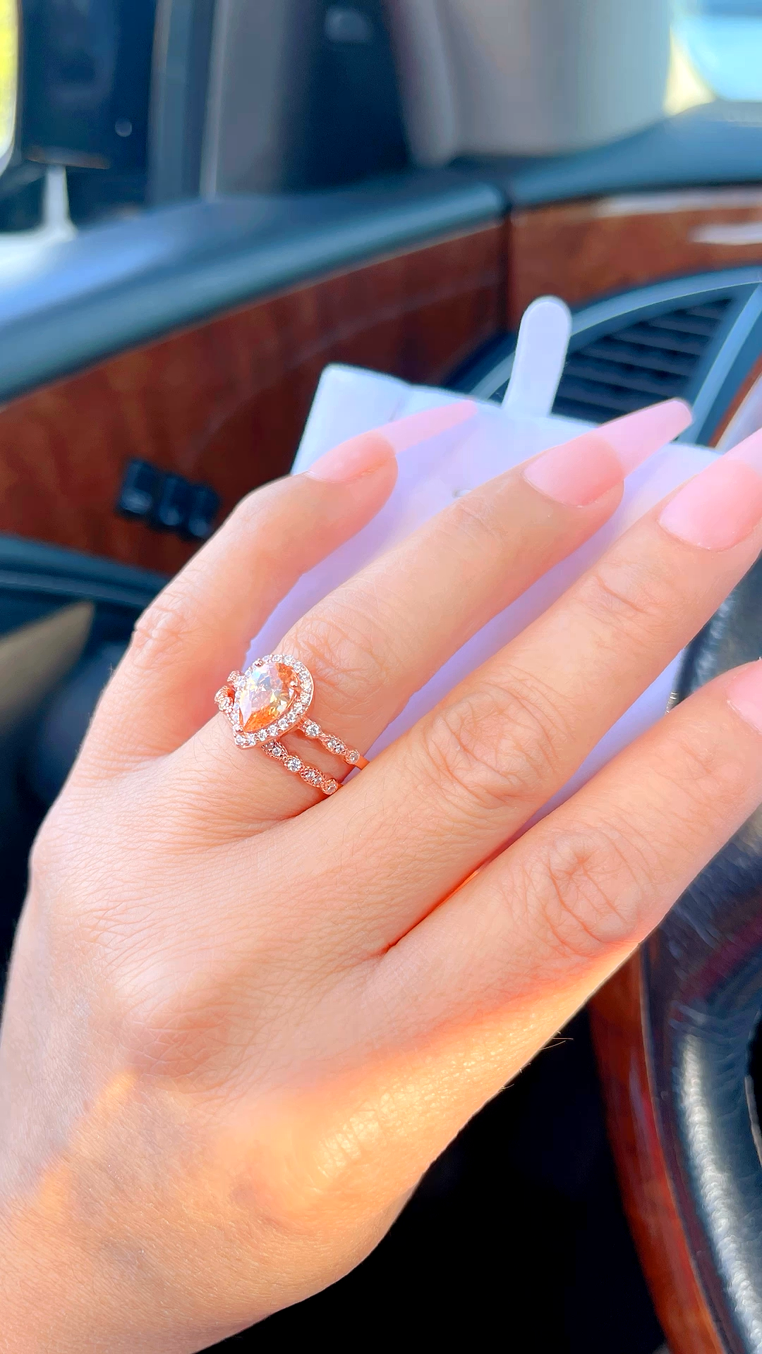 Champagne Tear Drop Ring