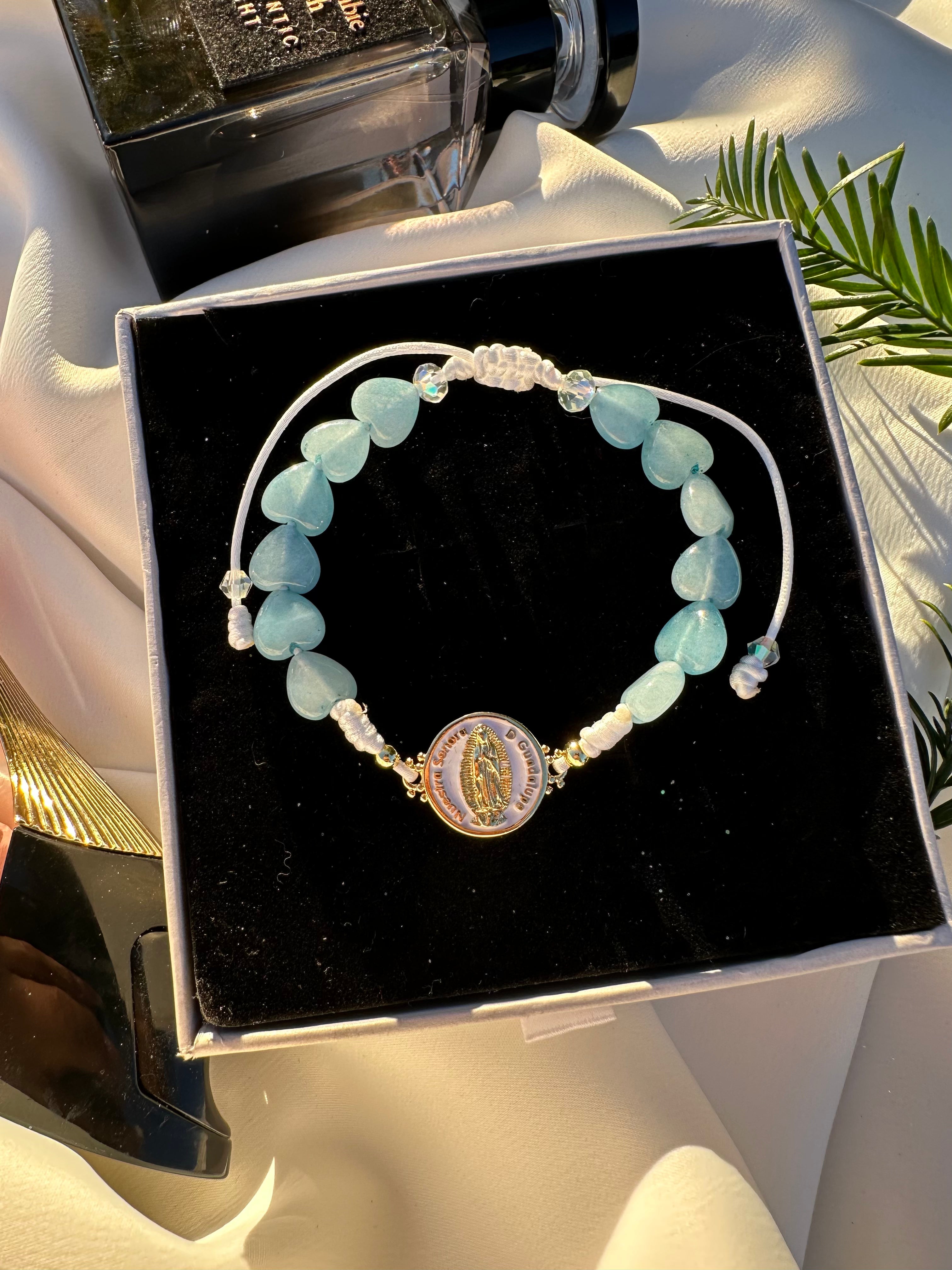 Pulsera Corazón Aguamarina