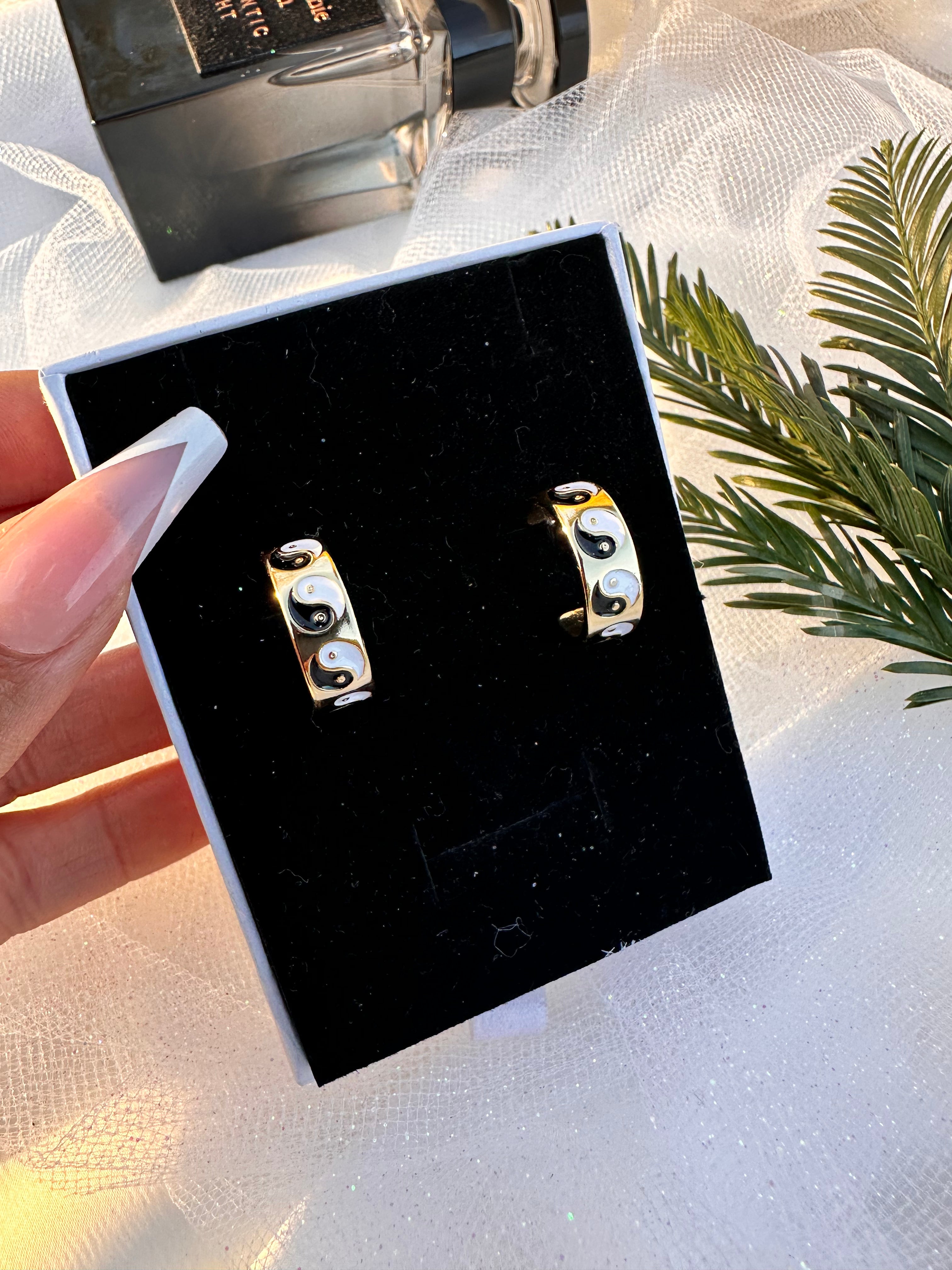 Black Harmony Hoop Earrings