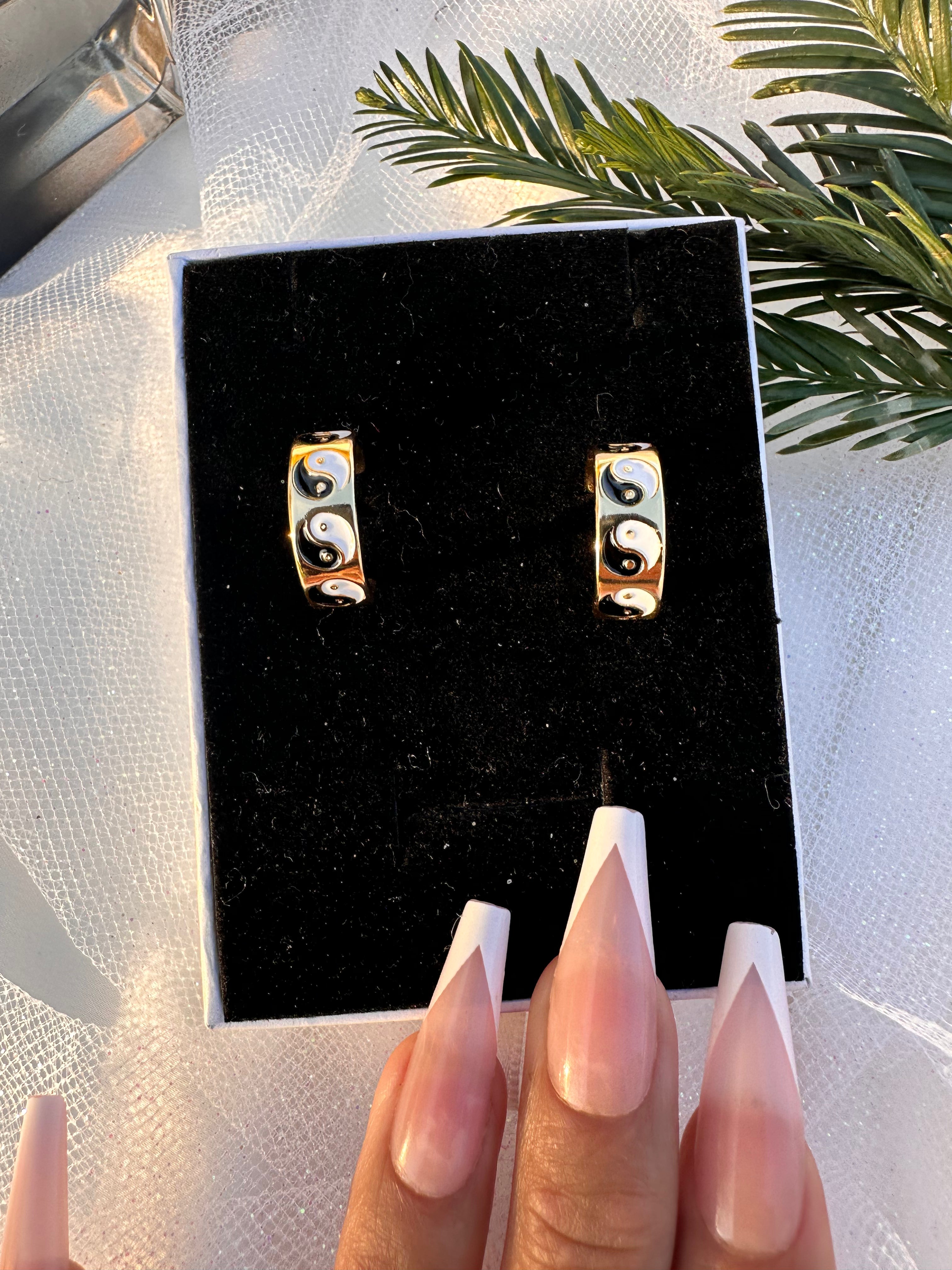 Black Harmony Hoop Earrings