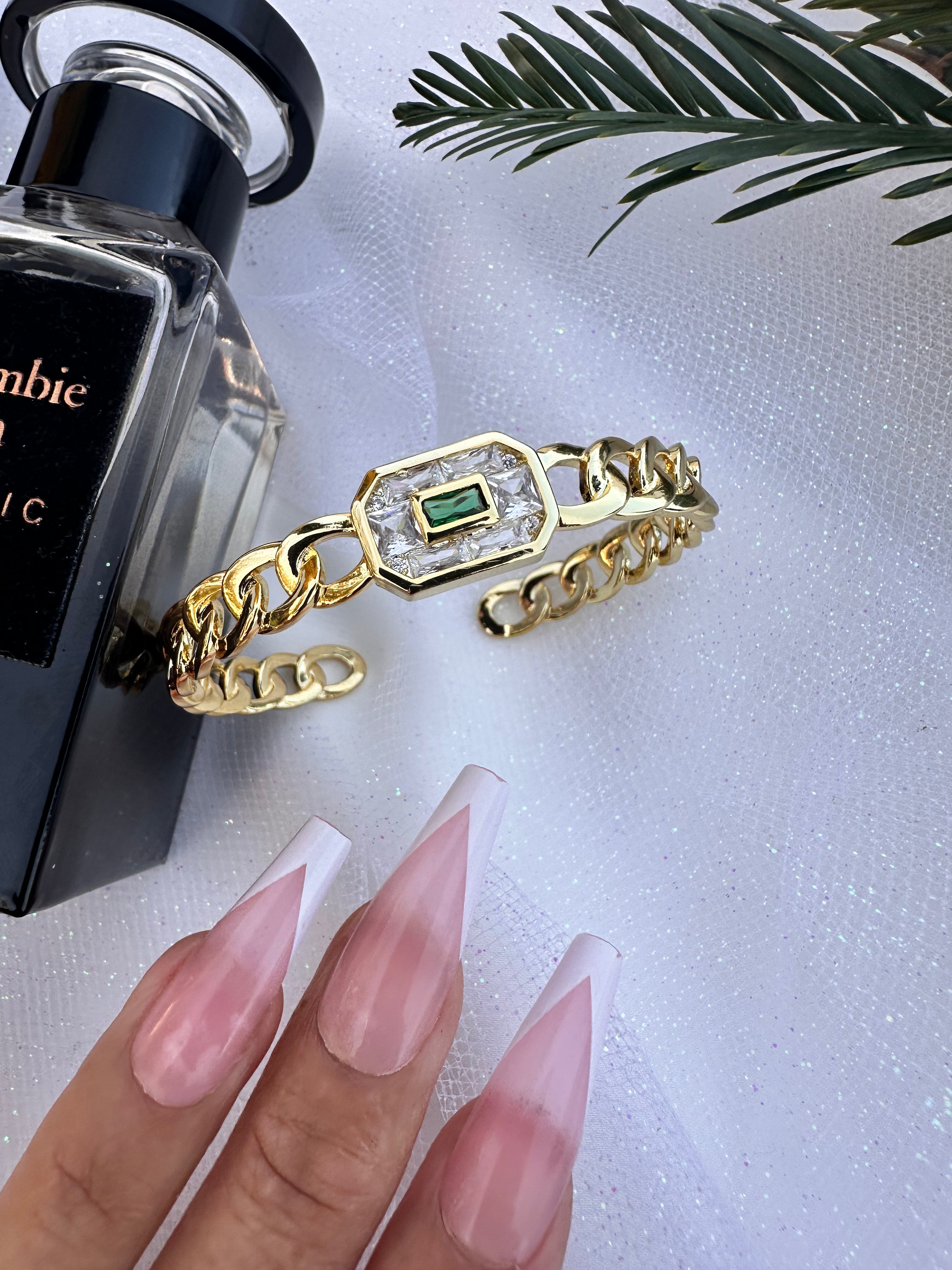 Gold Filled: Emerald Cuban Bracelet