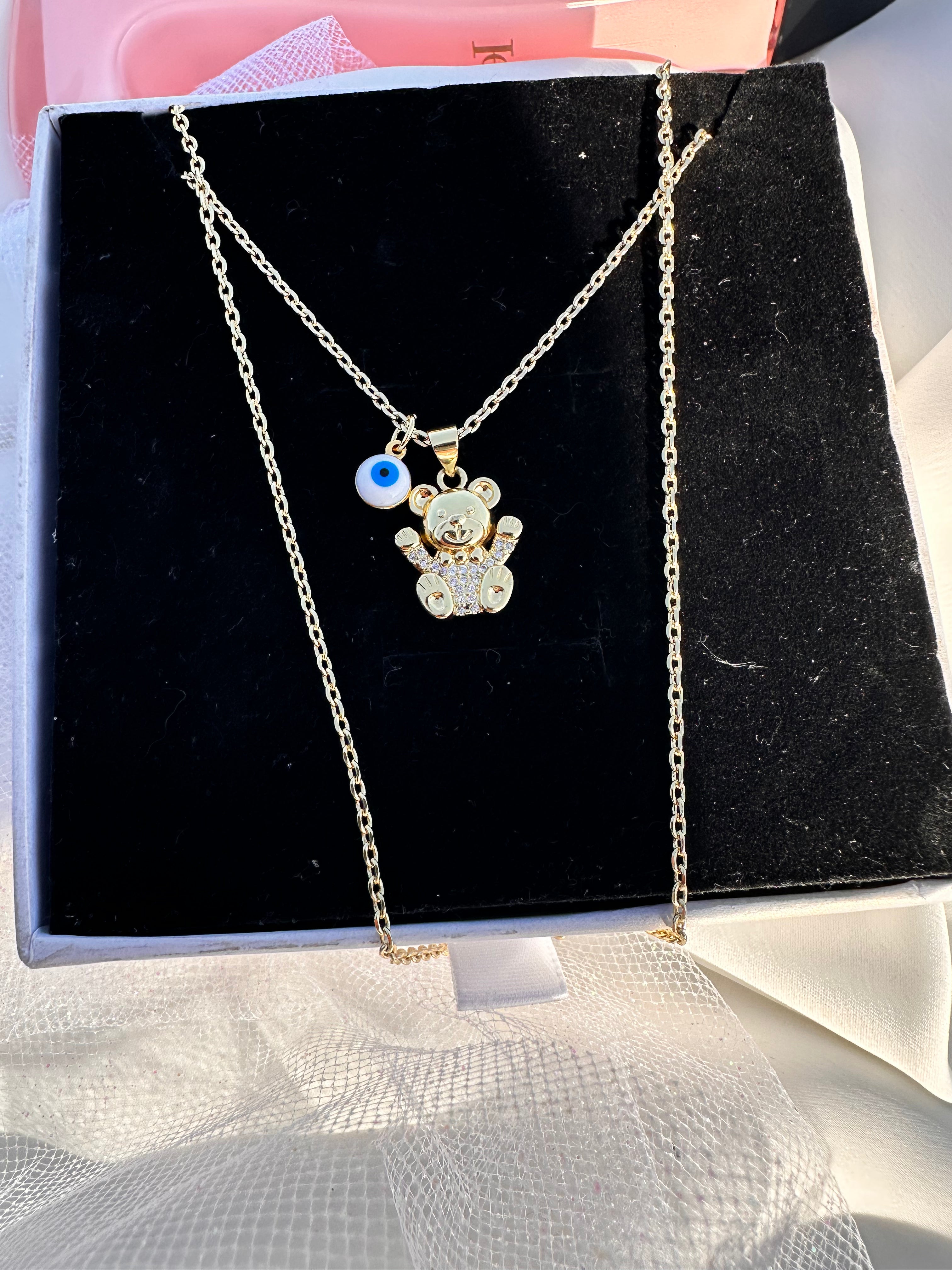 White Aura Teddy Necklace