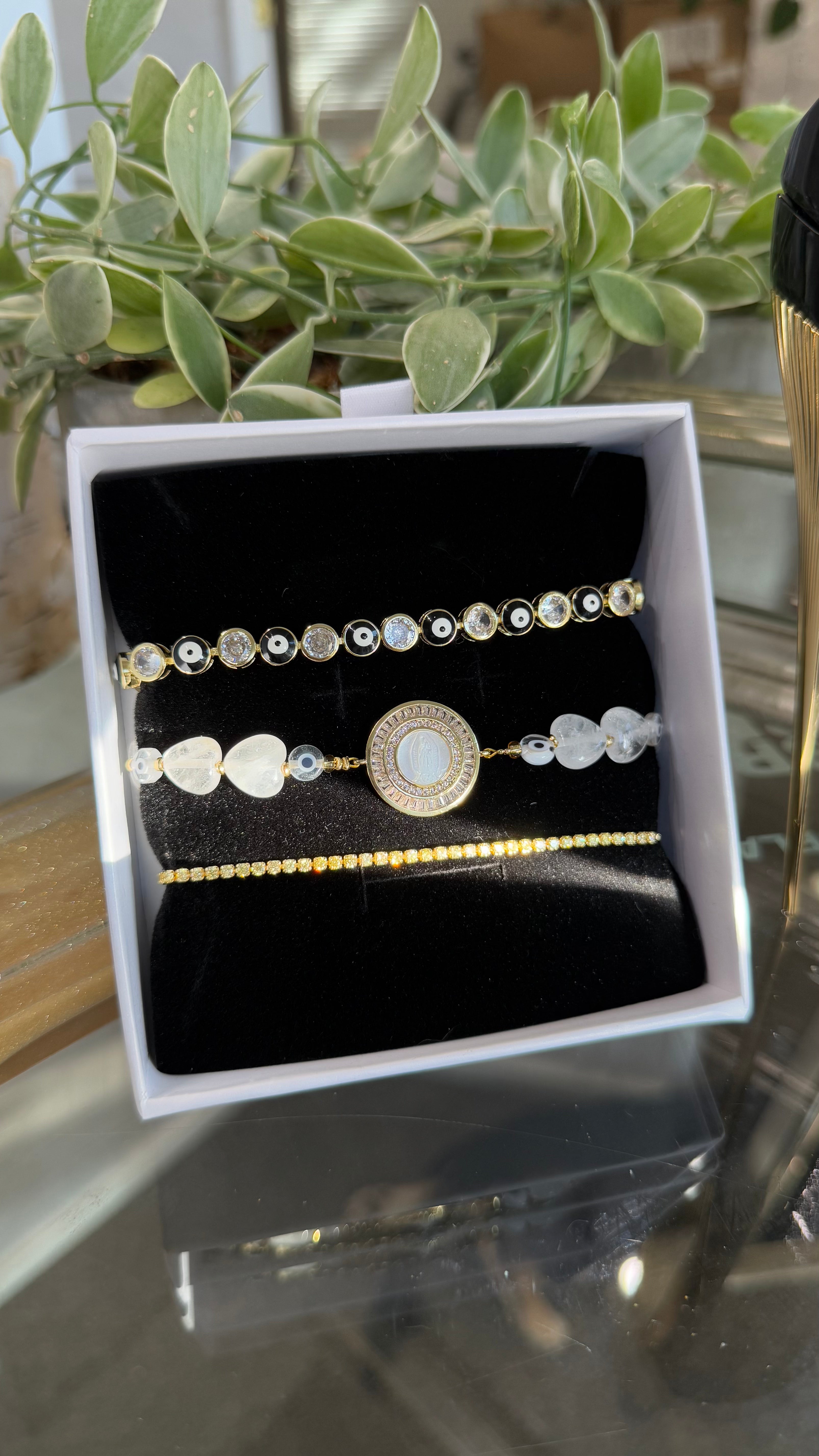 Clarity Black Lady of Guadalupe Bracelet Set