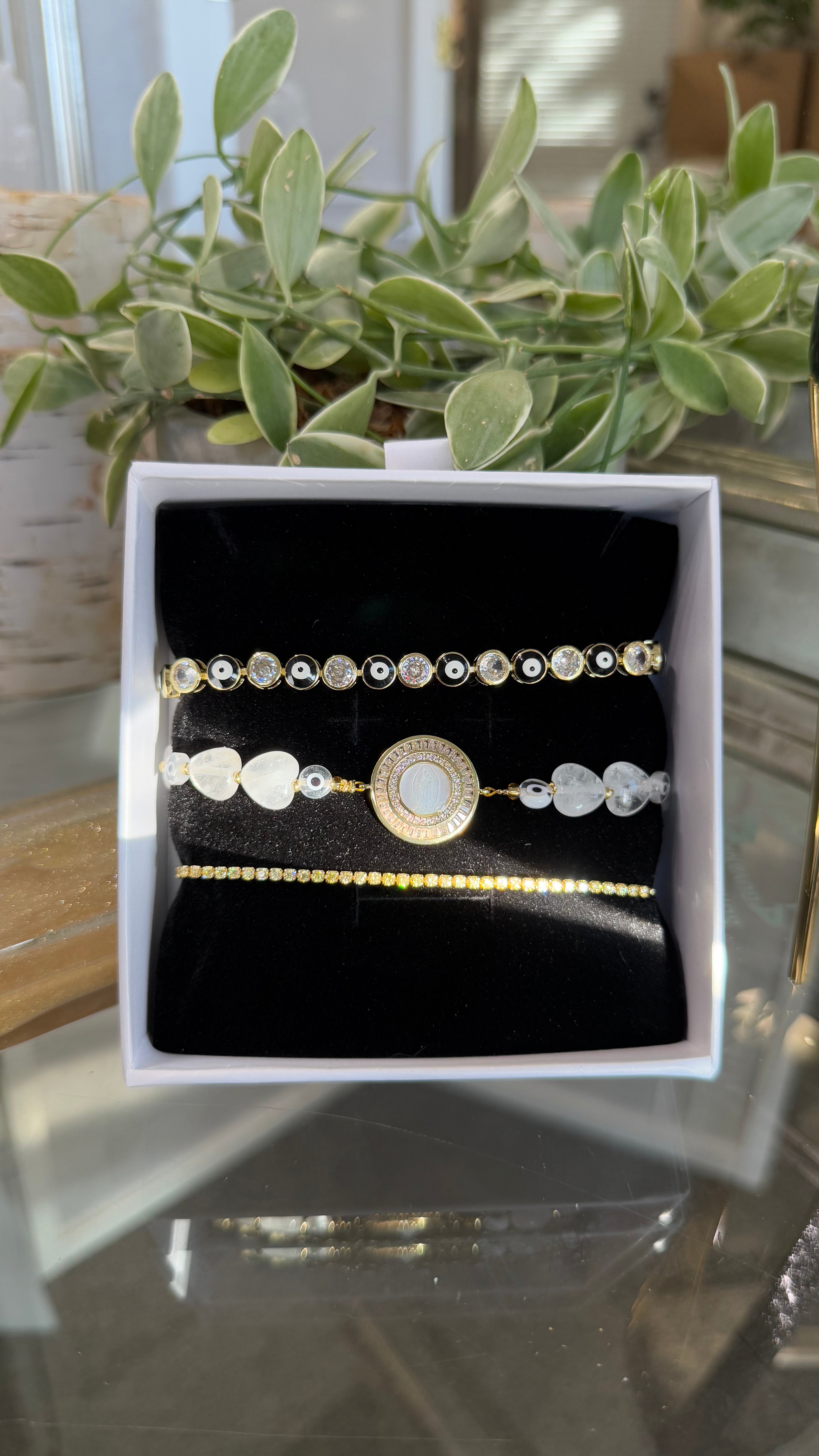 Clarity Black Lady of Guadalupe Bracelet Set