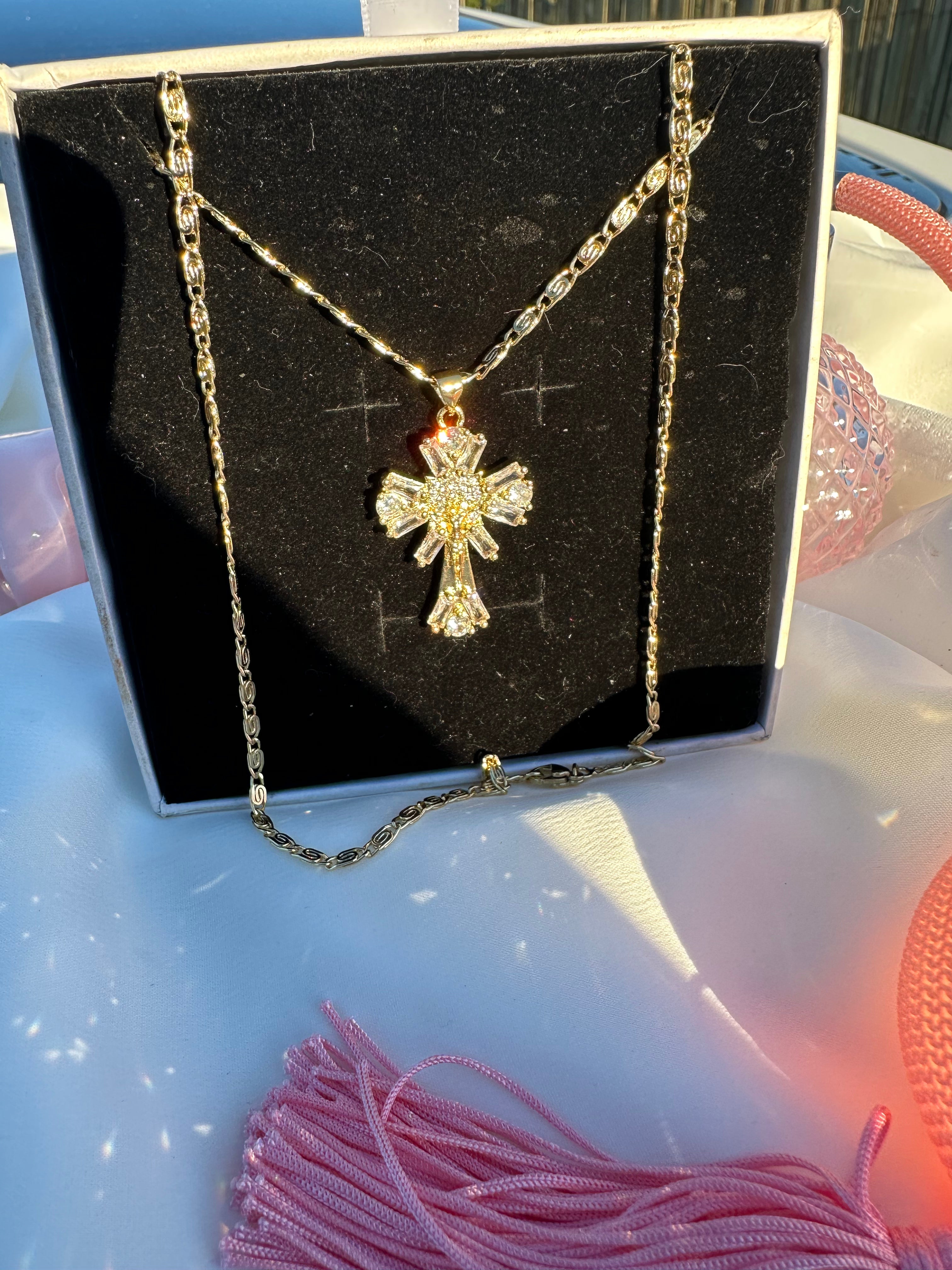 Crystal Crucifix Necklace
