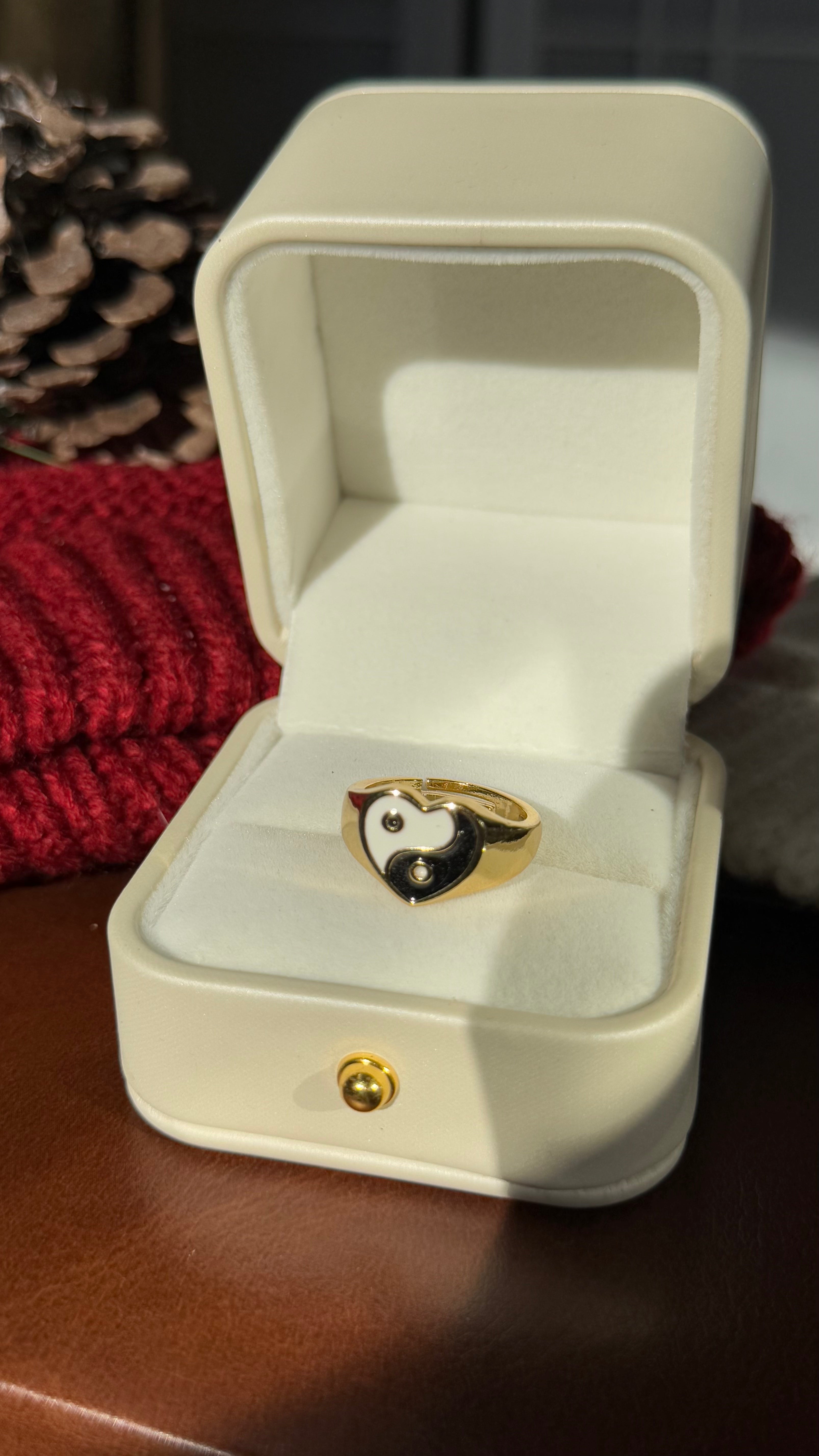 Yin and Yang Heart Ring
