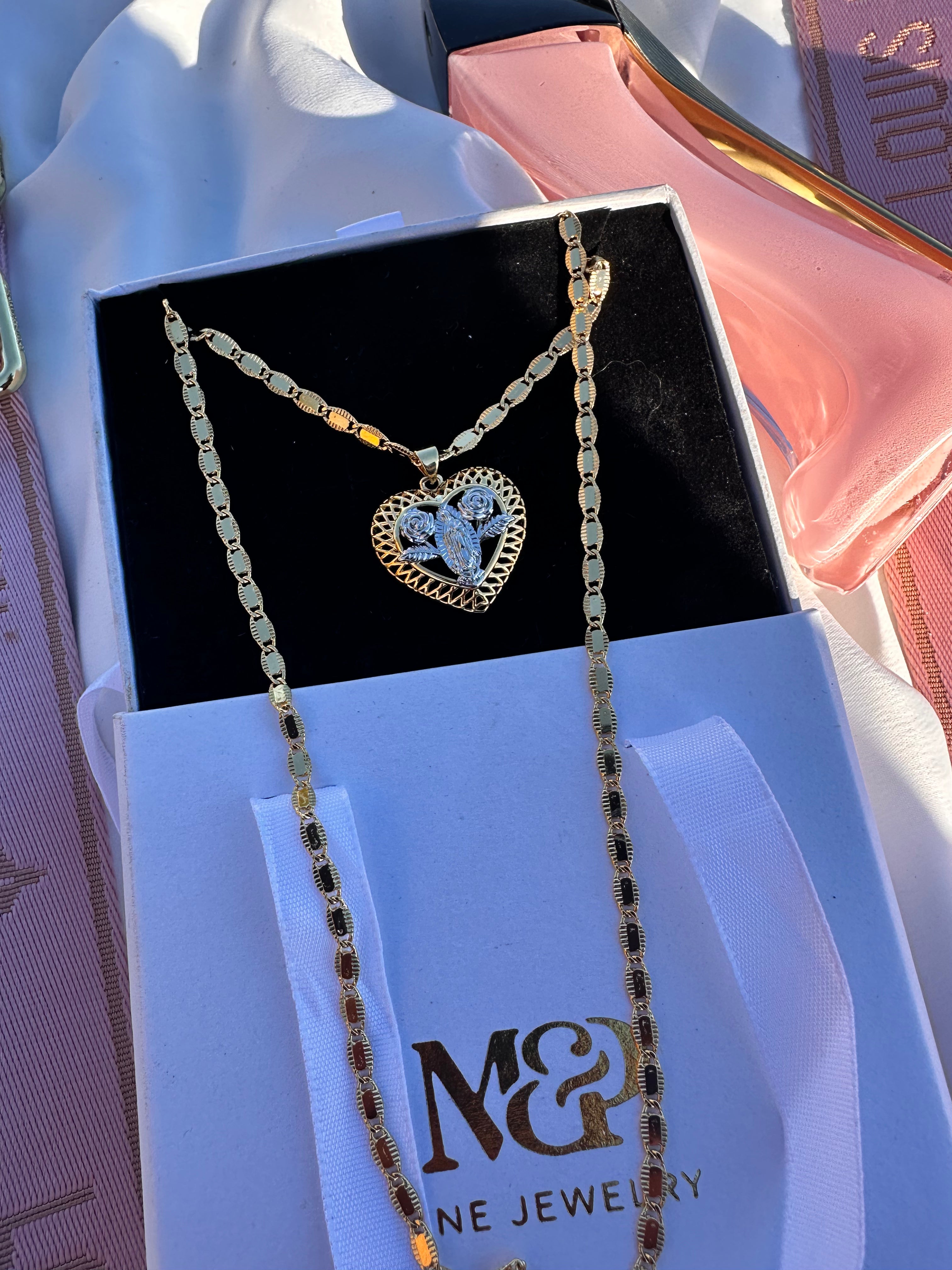 Virgencita Dual Heart Necklace