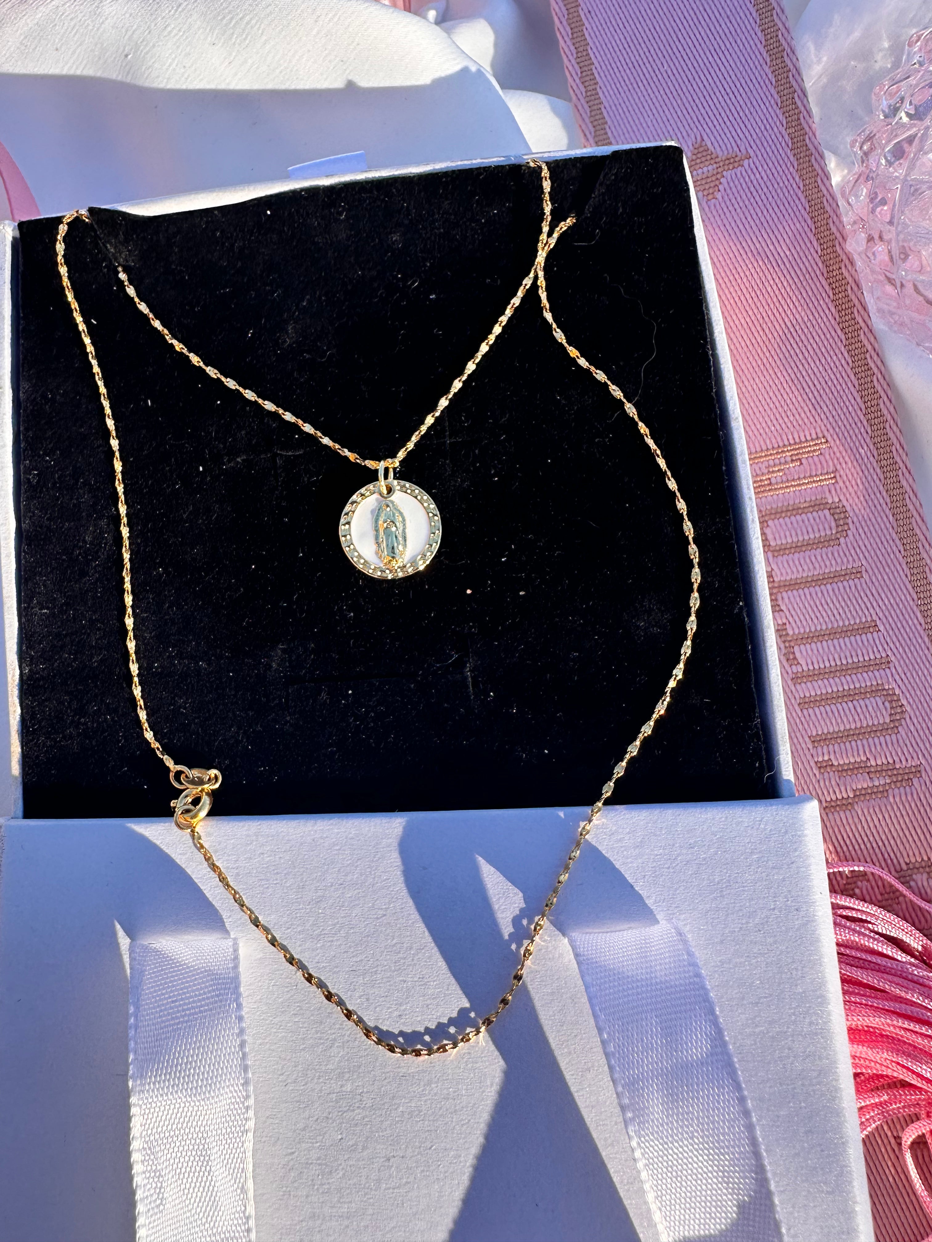 Mini Oval Virgin Mary Necklace