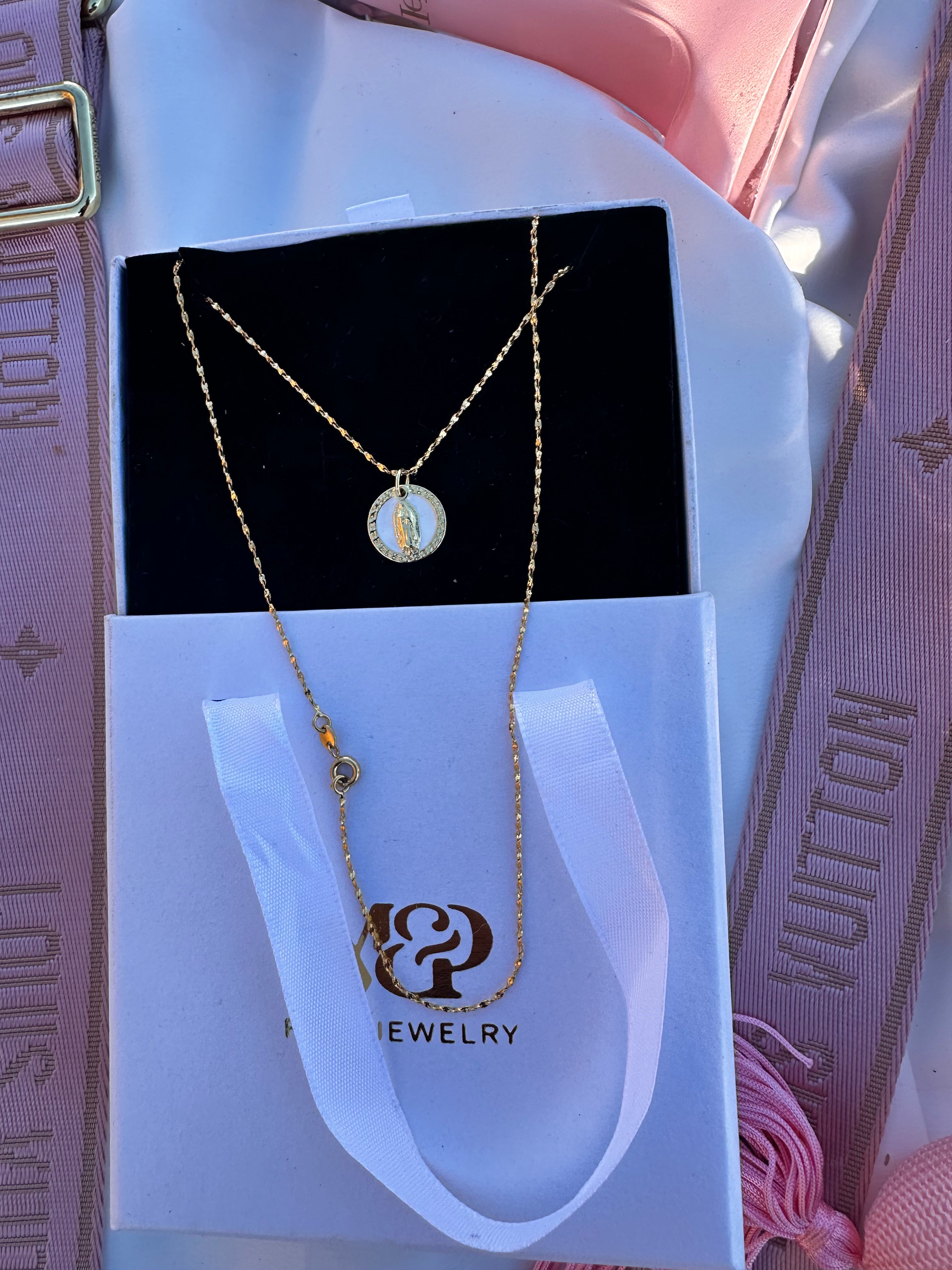 Mini Oval Virgin Mary Necklace