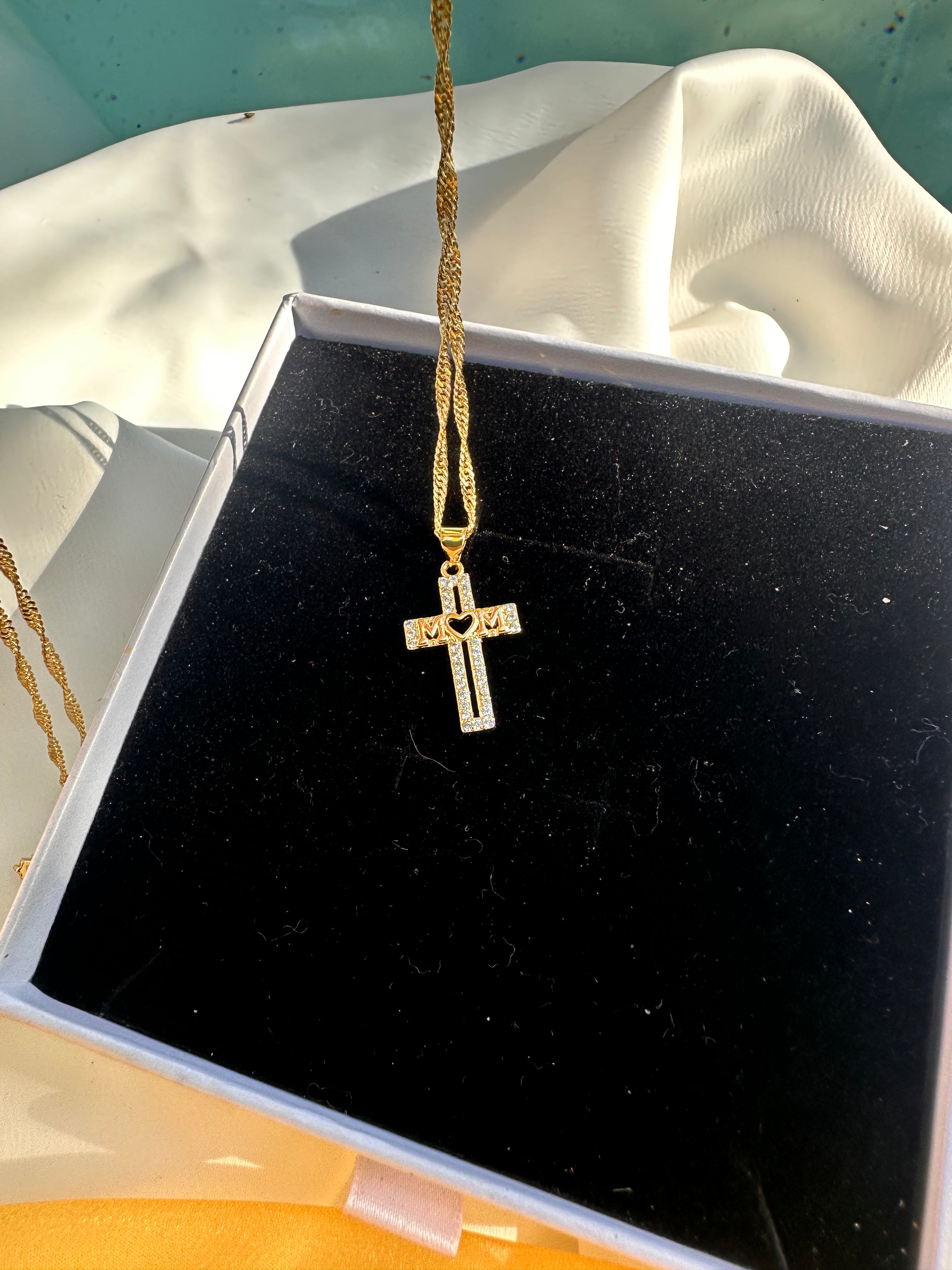Mom in Faith Cross Necklace
