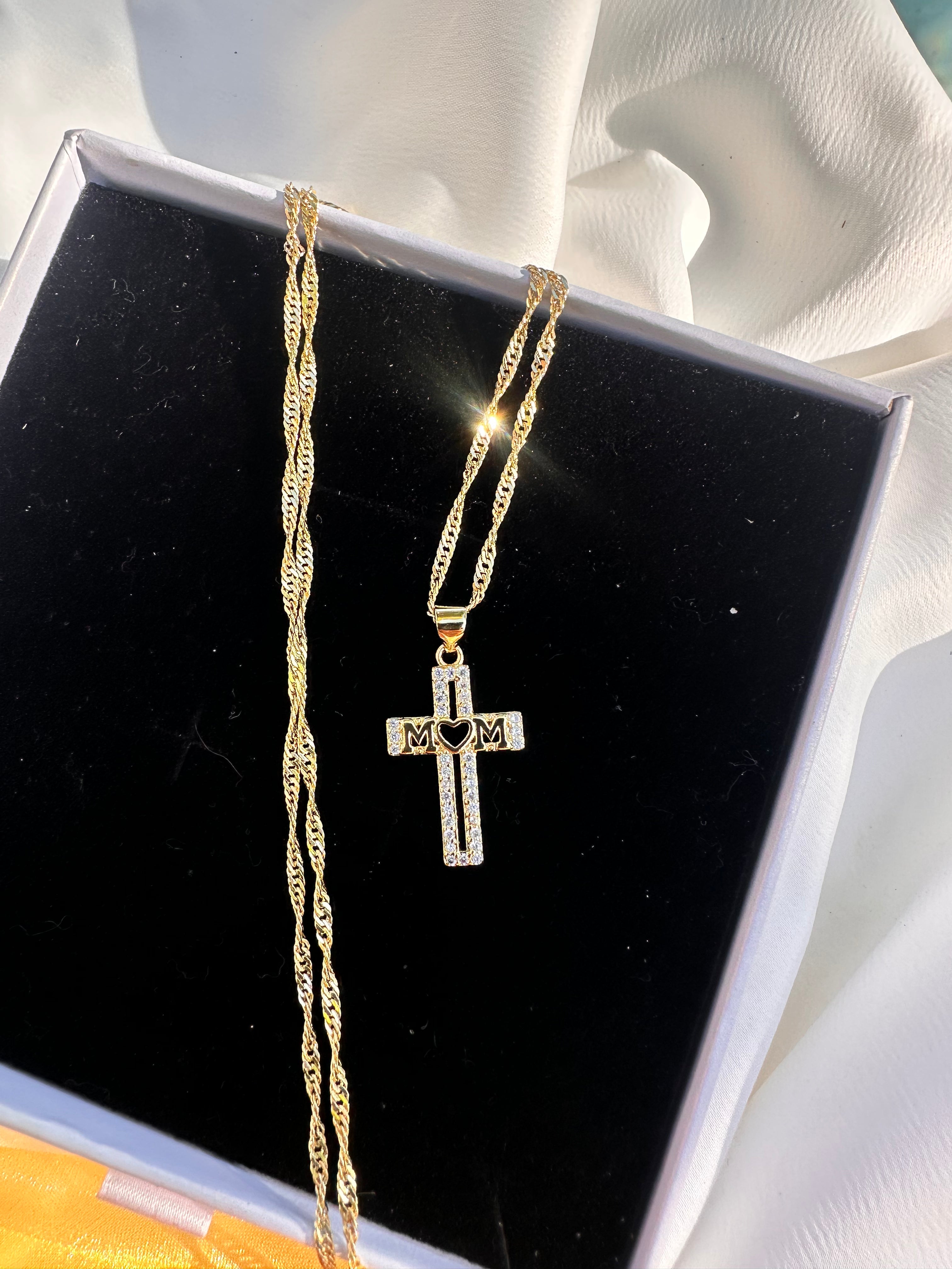 Mom in Faith Cross Necklace