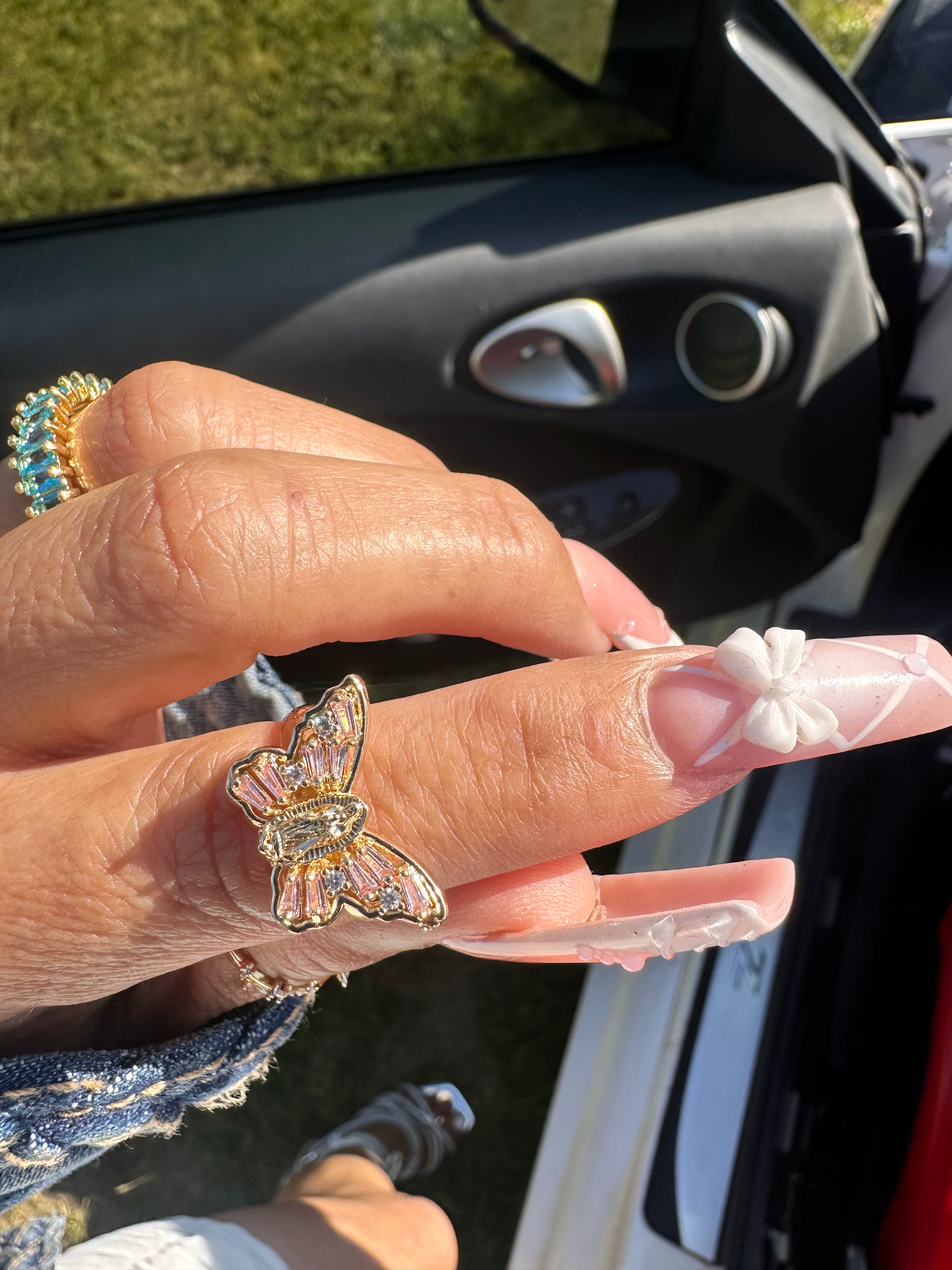 Pink Virgin Mary Butterfly Ring