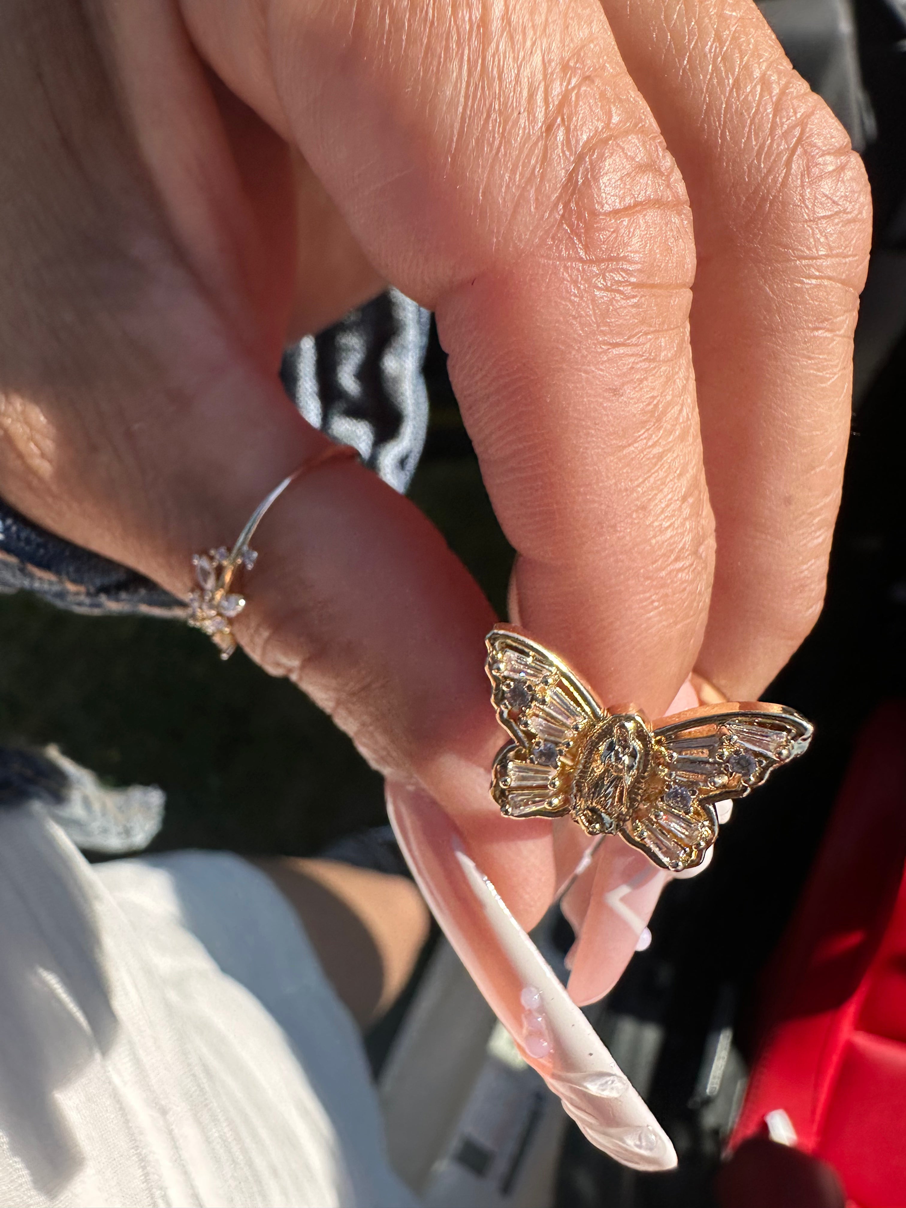 Pink Virgin Mary Butterfly Ring