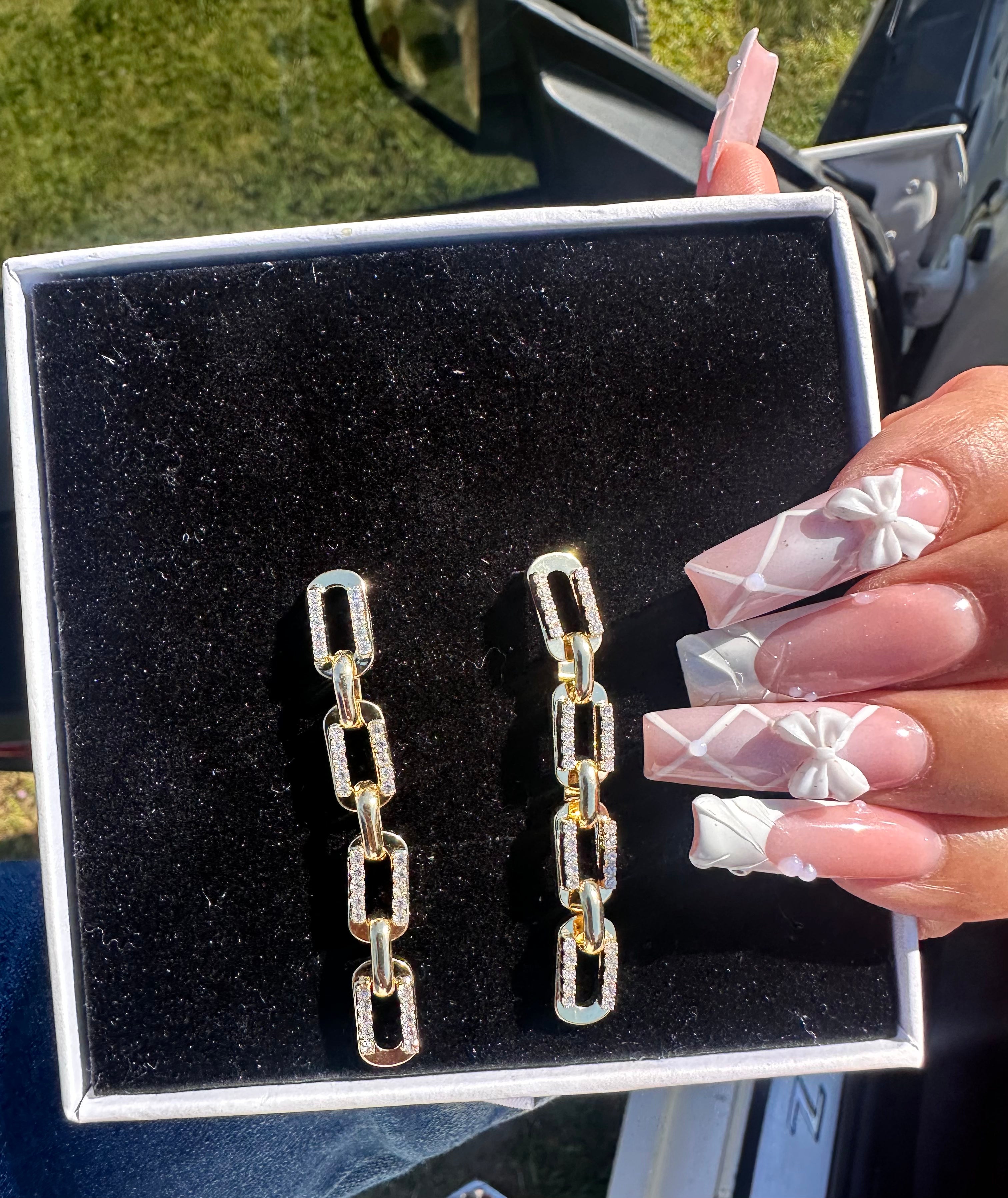 Cuban Paved Chain Earrings