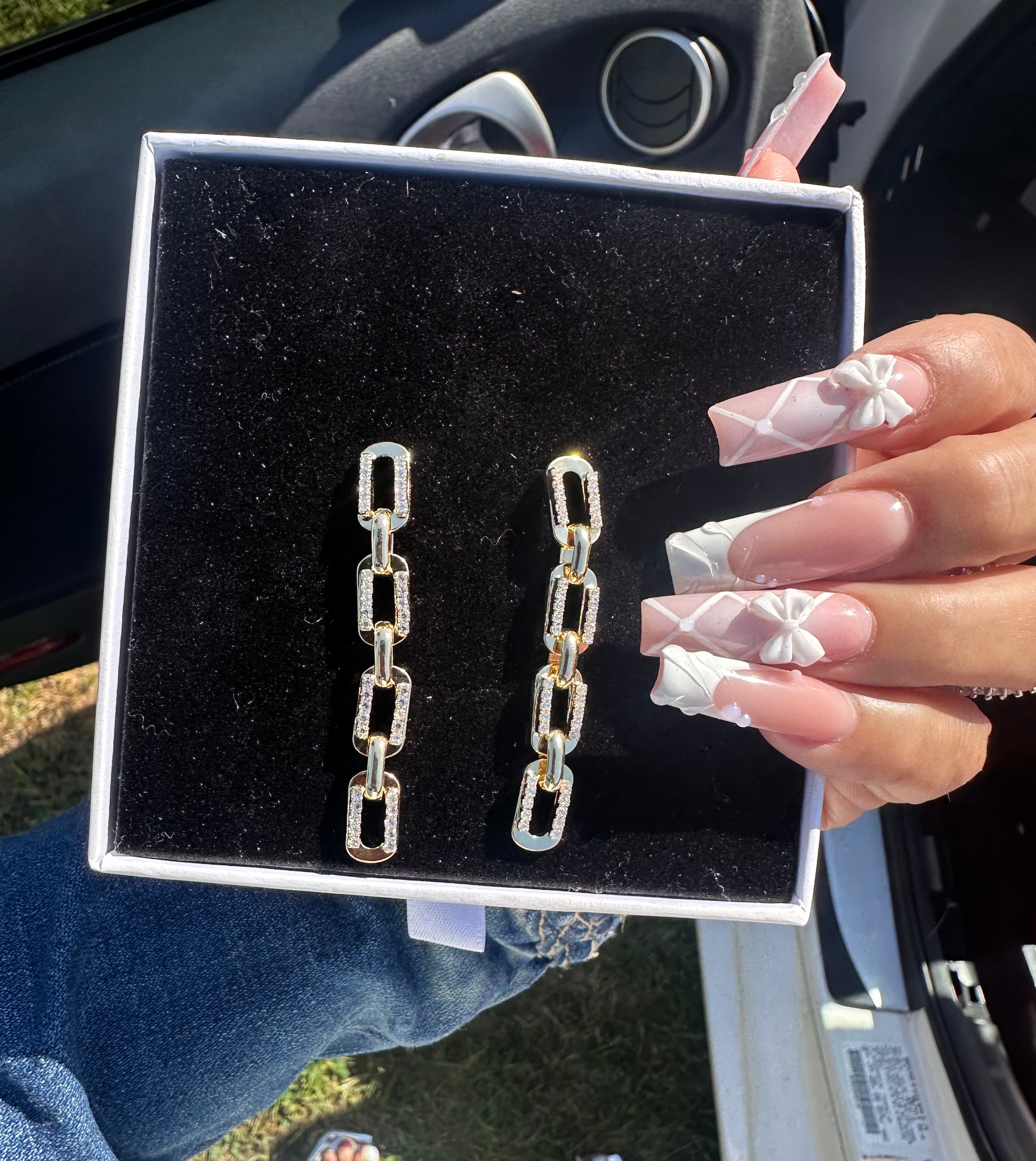 Cuban Paved Chain Earrings