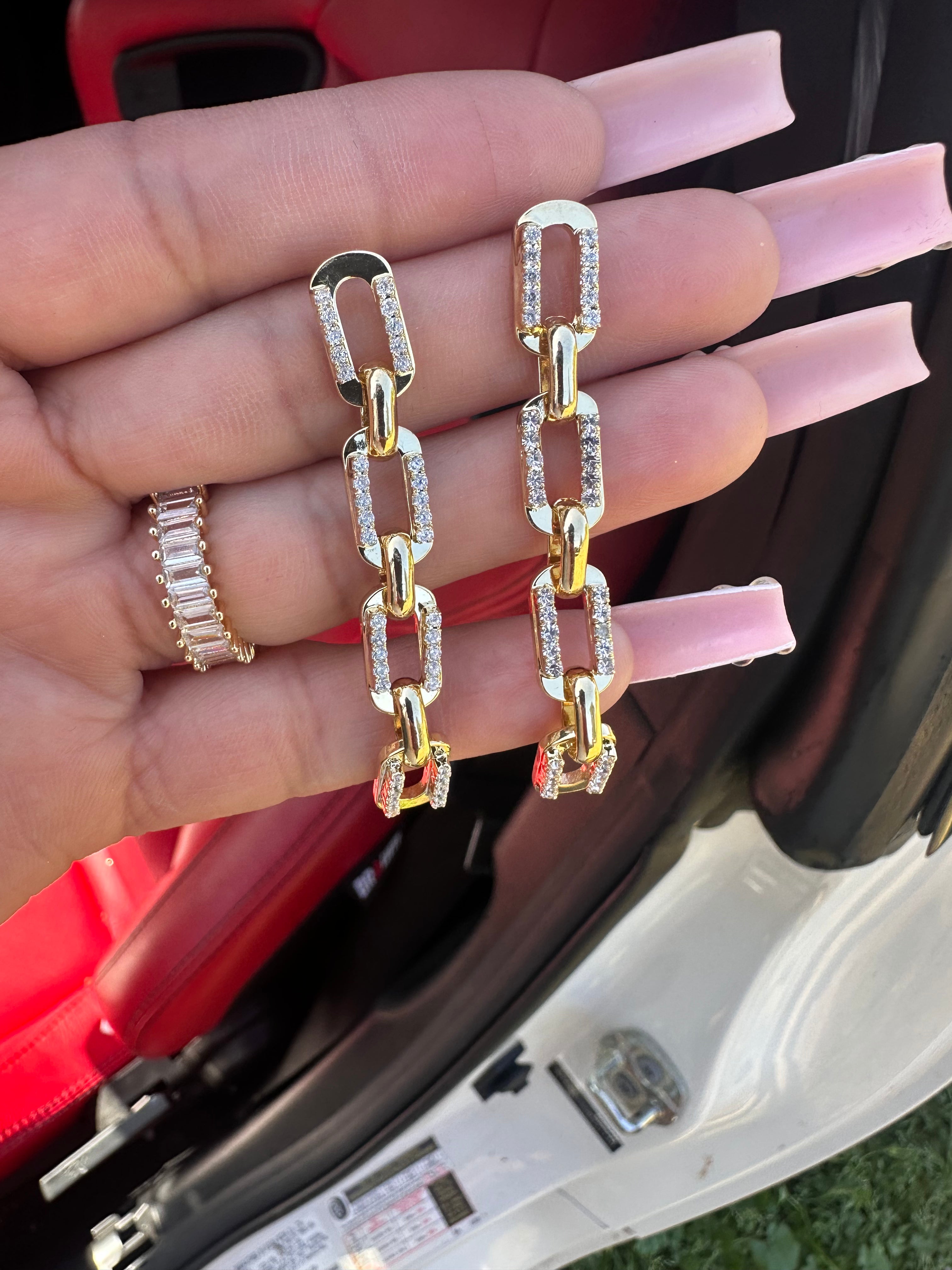 Cuban Paved Chain Earrings
