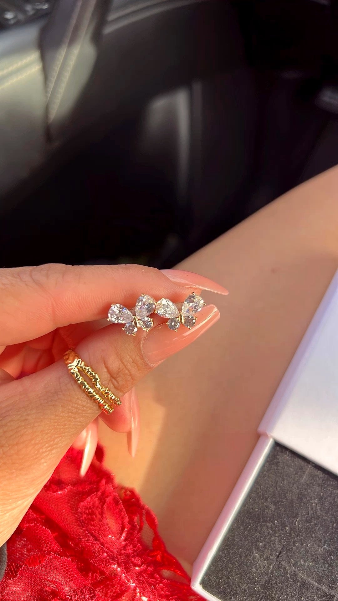 Simple Diamond Butterfly Earrings