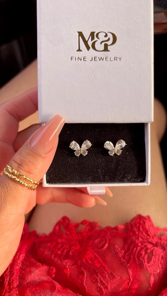 Simple Diamond Butterfly Earrings