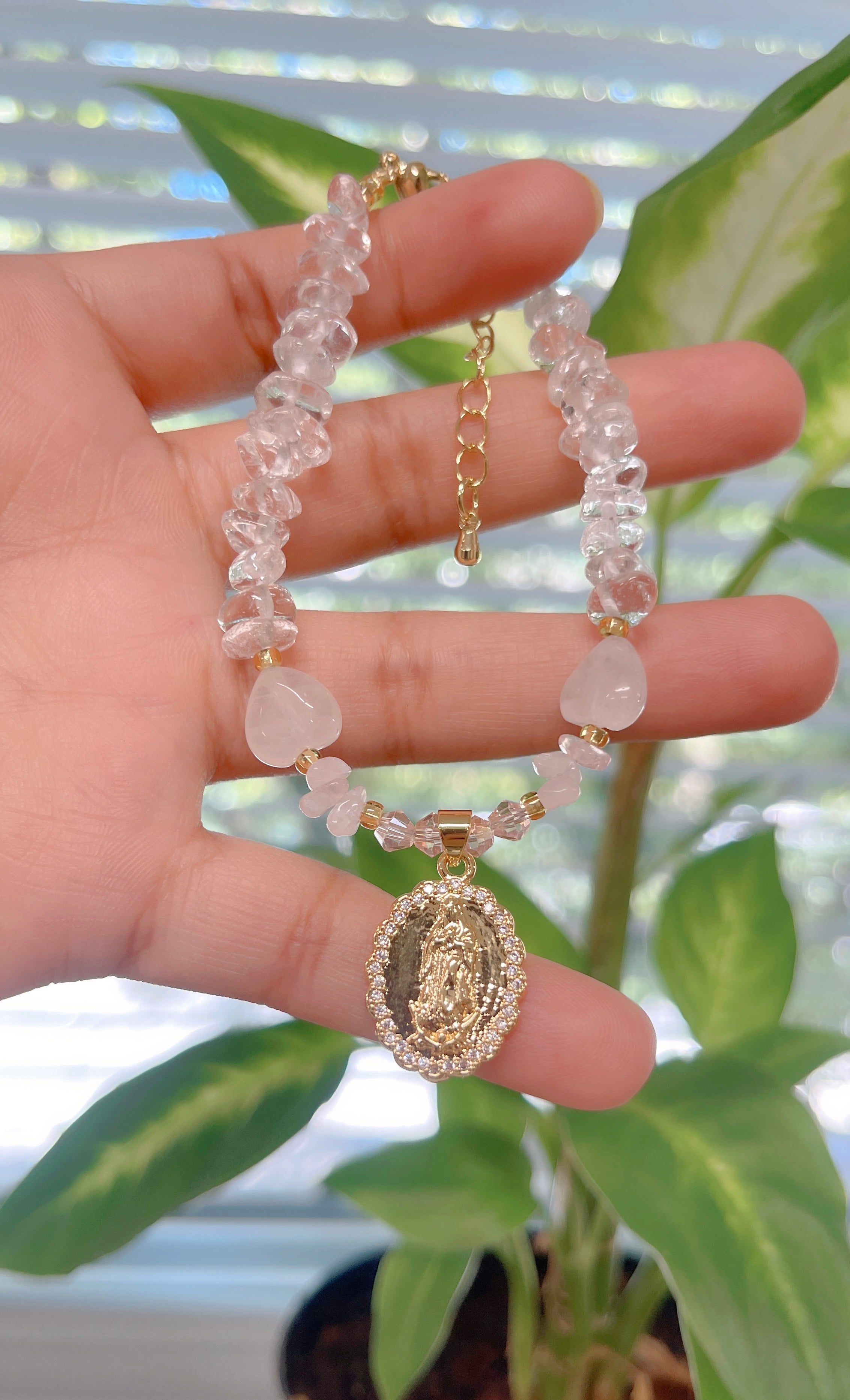 Pulsera Mary de Cuarzo Rosa