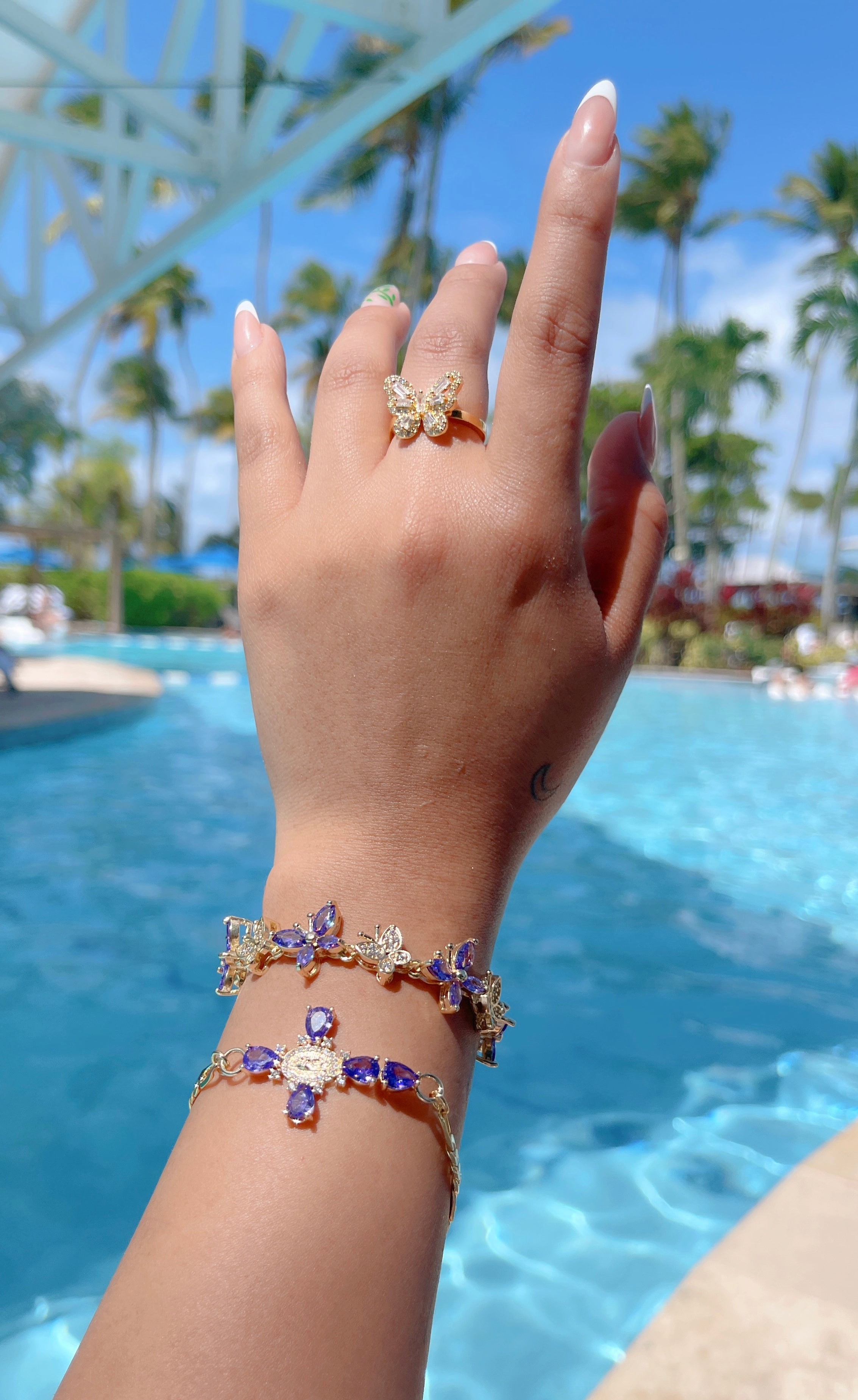 Purple Lady of Guadalupe Cross Bracelet