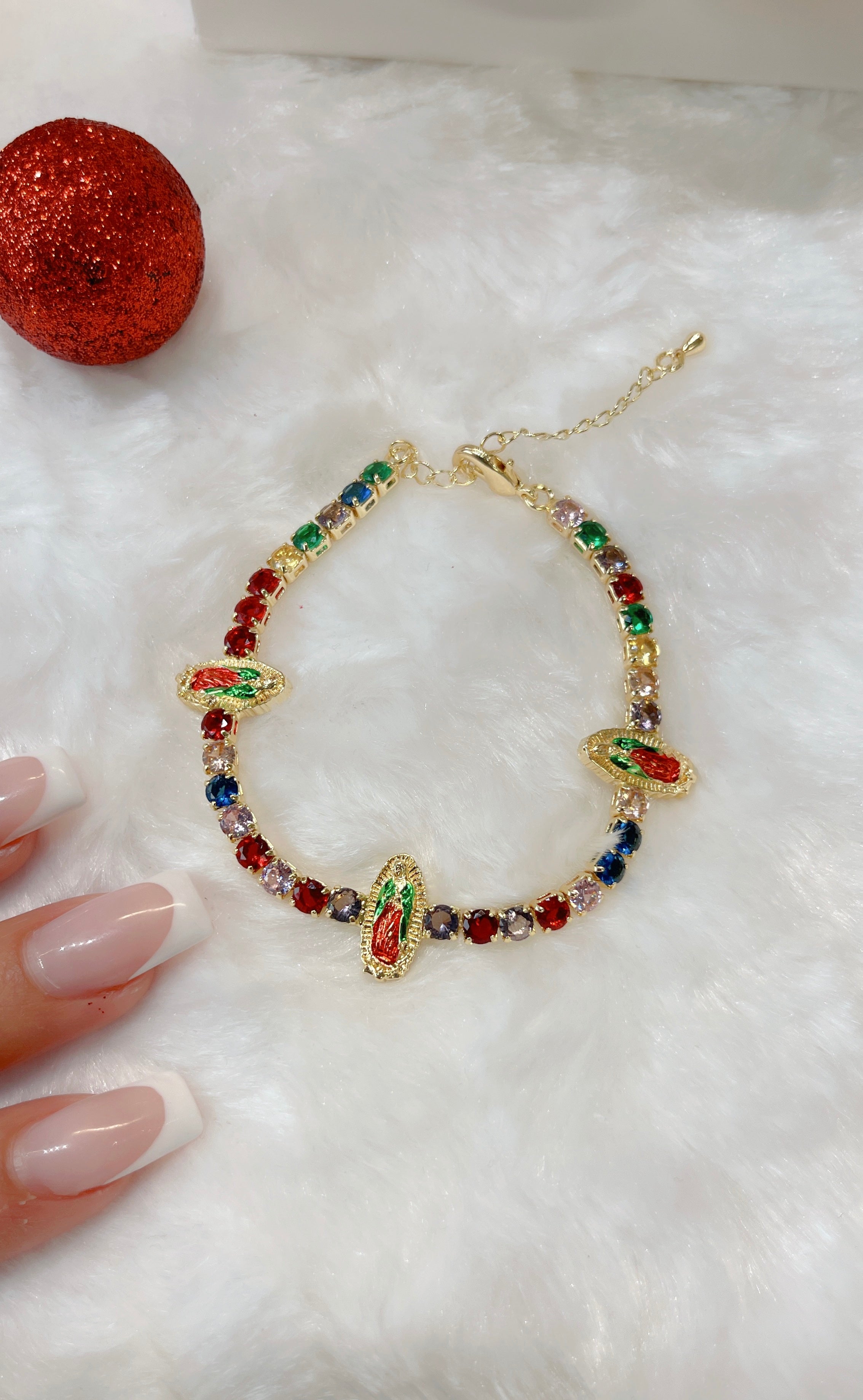 Multi-Color Virgen de Guadalupe Tennis Bracelet