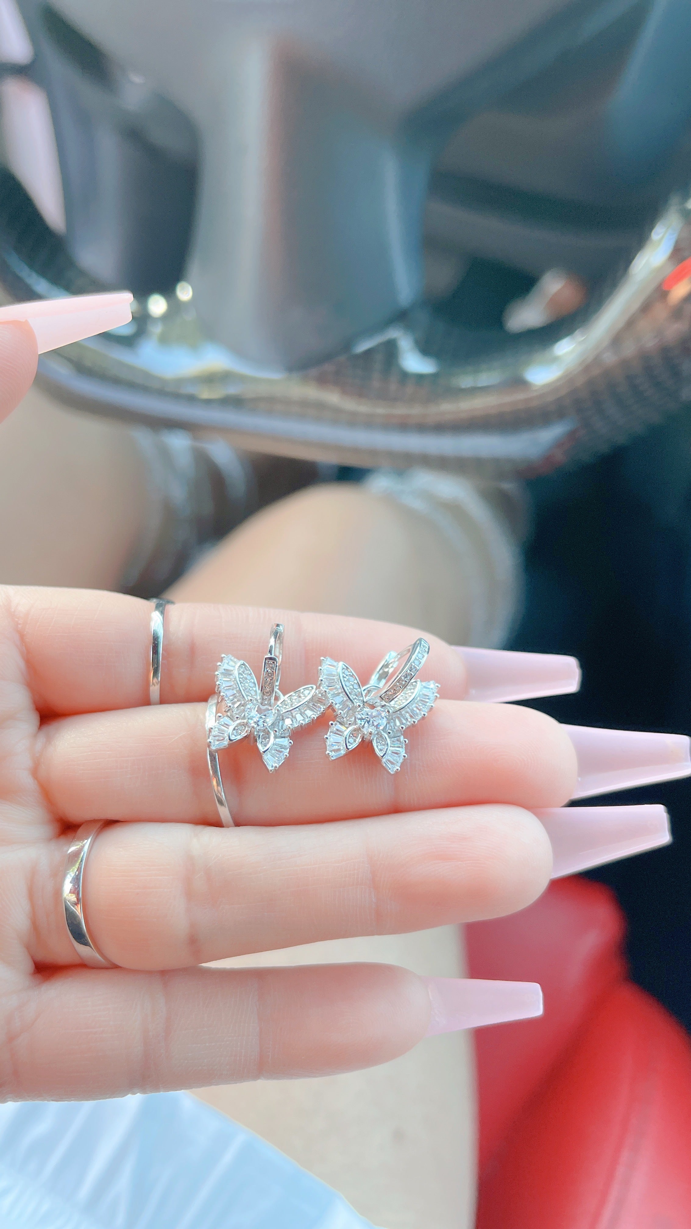 Aretes de lágrima rosa con diamantes 5A CZ