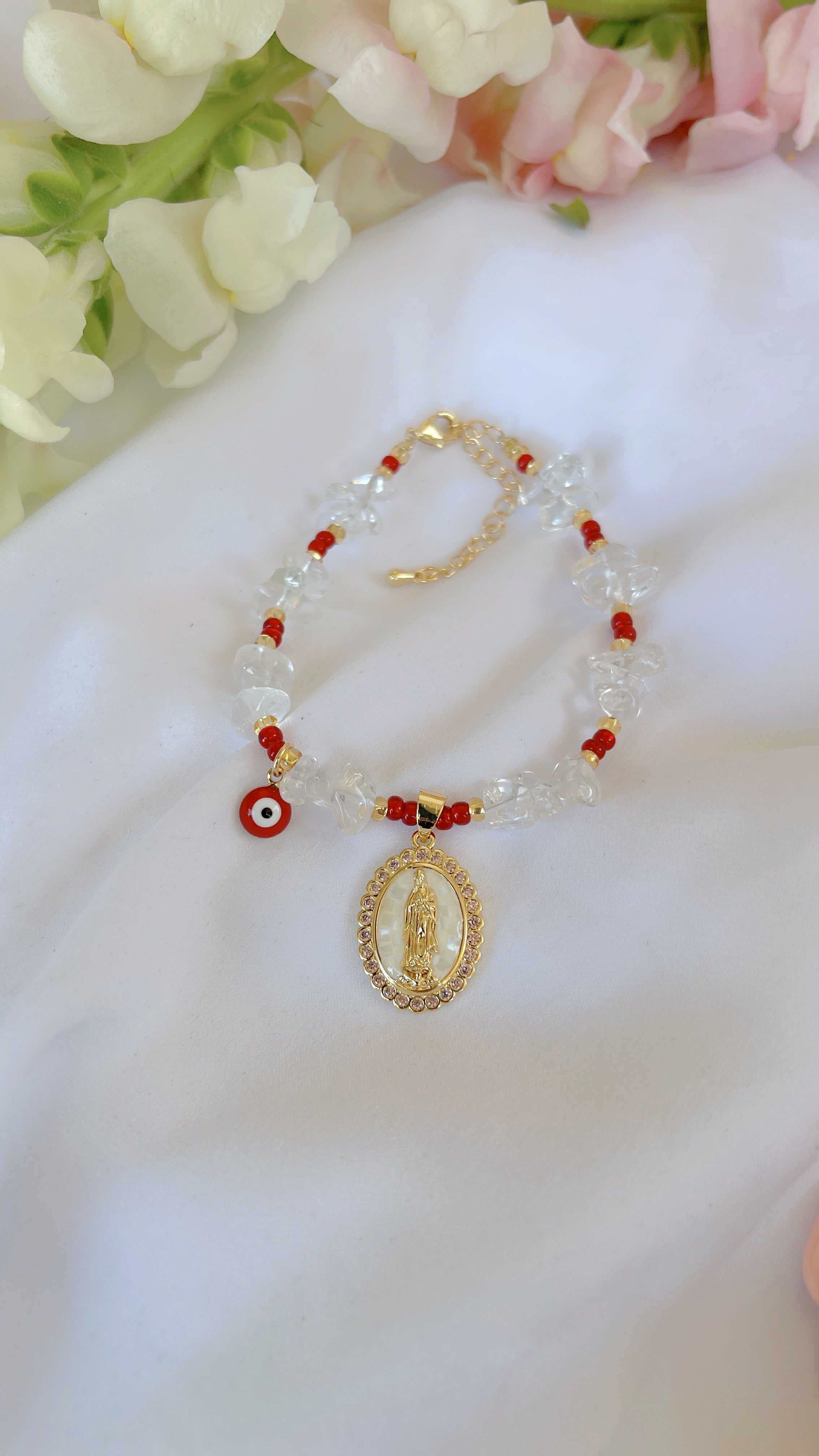 Pulsera Virgen María Protección Roja
