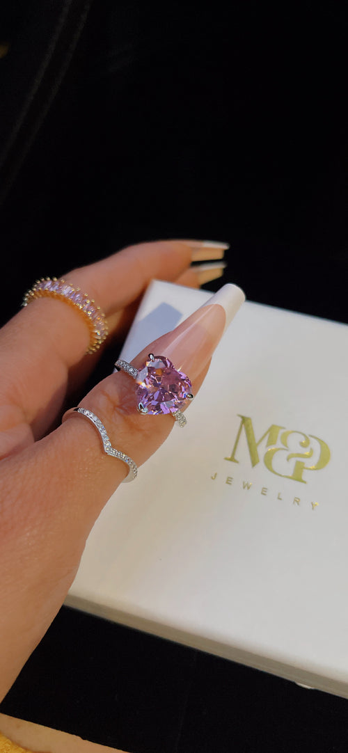 Diamond Silver Blush Heart Ring