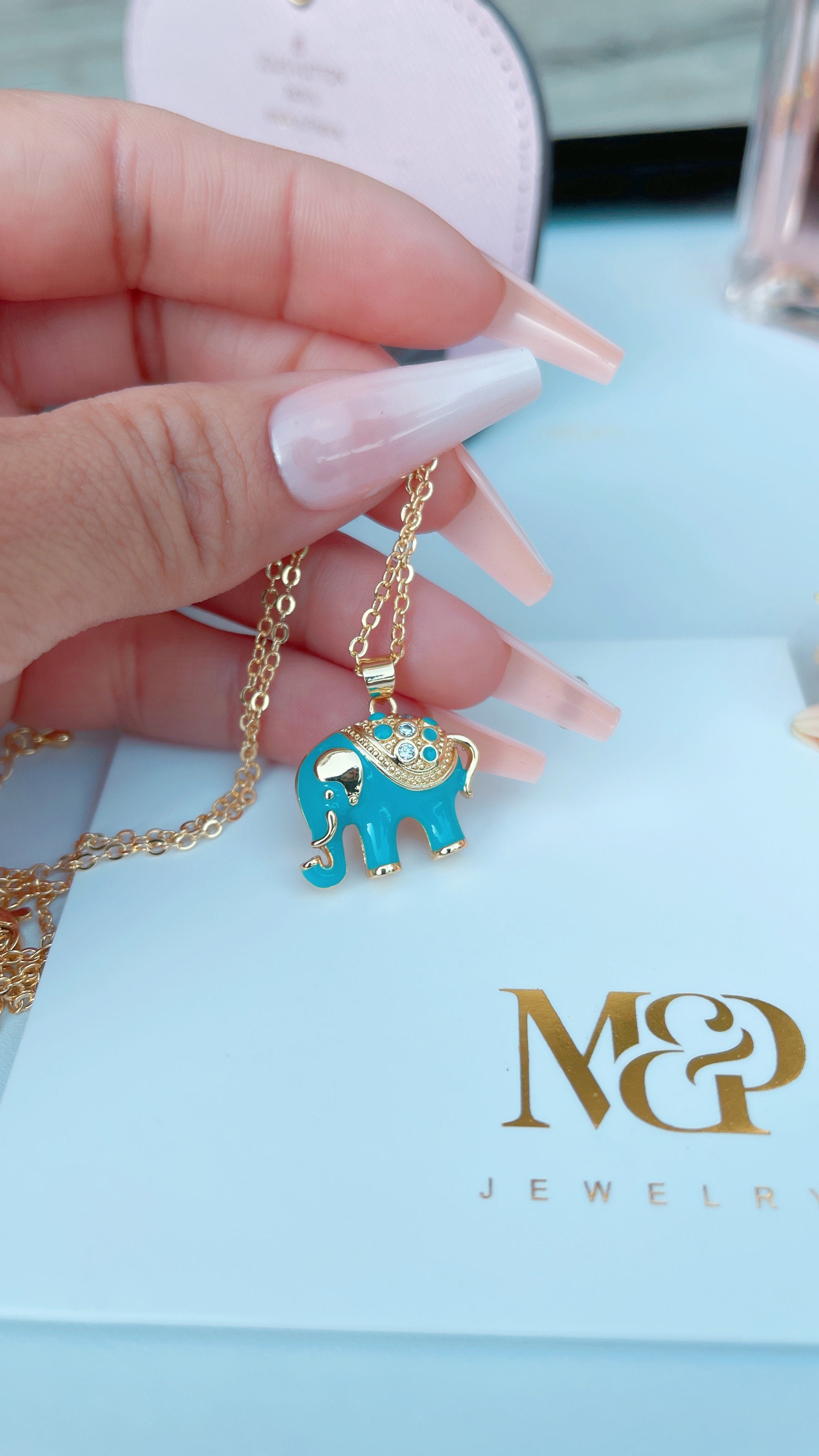 Collar Elefante Azul de la Suerte