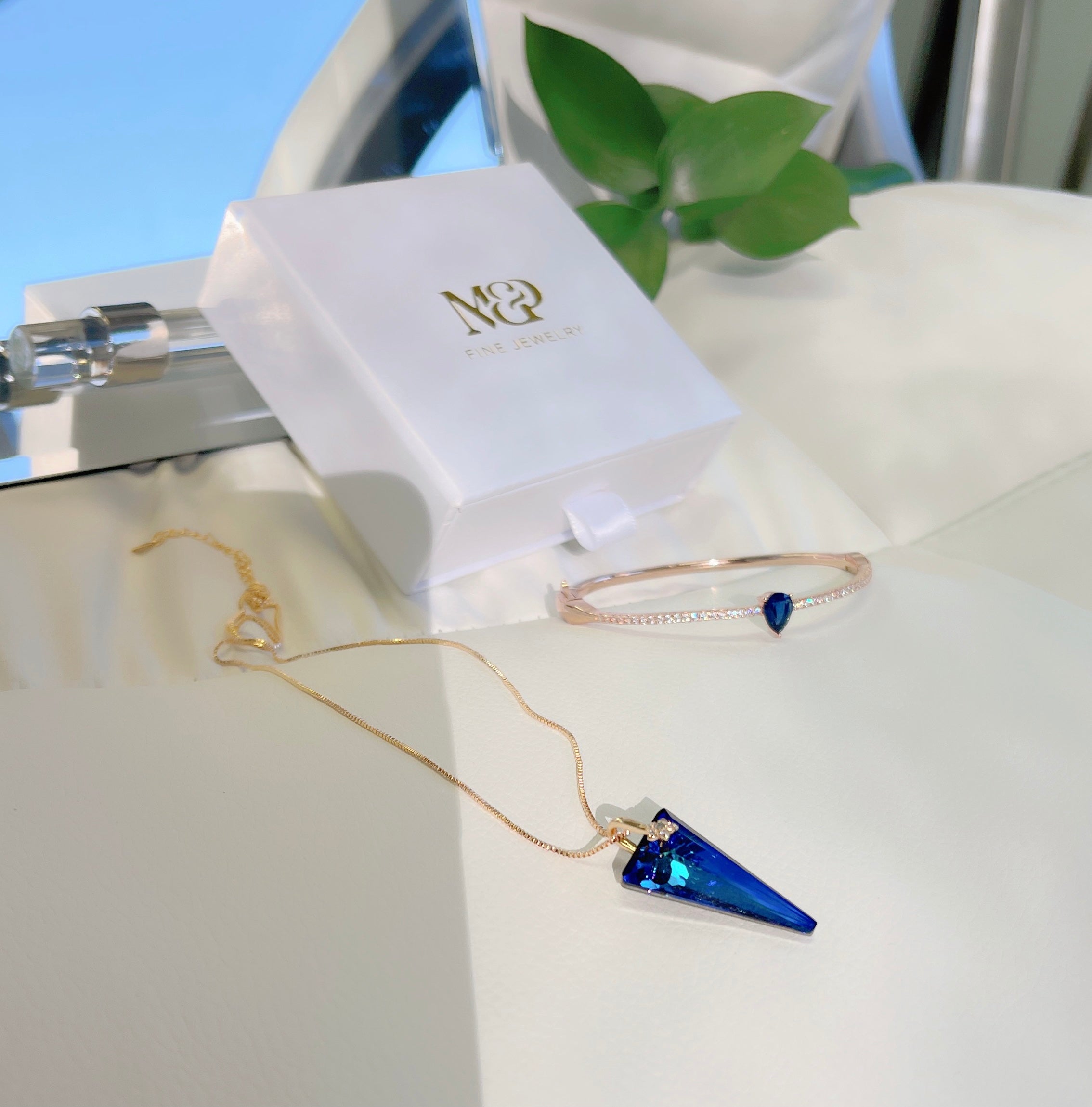 Blue Swarovski Crystal Necklace