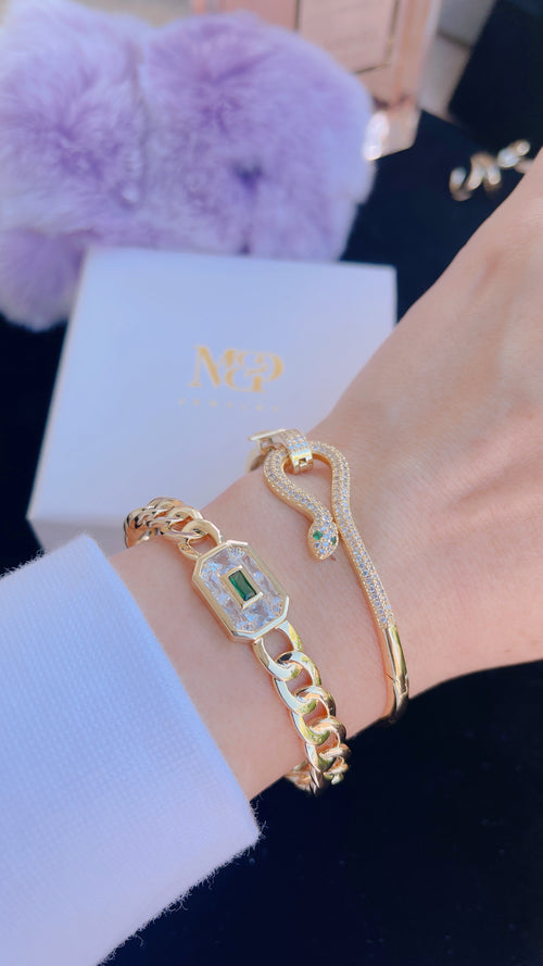 Brazalete de cadena esmeralda (1 pieza)