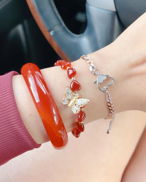 Brazalete de jade y ágata roja