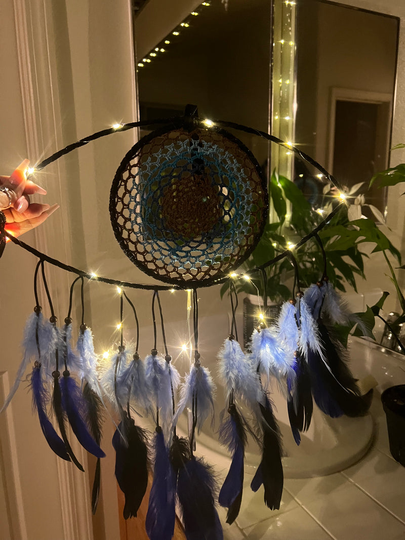 Evil Eye Turquoise Dream Catcher (Fairy Lights Included)