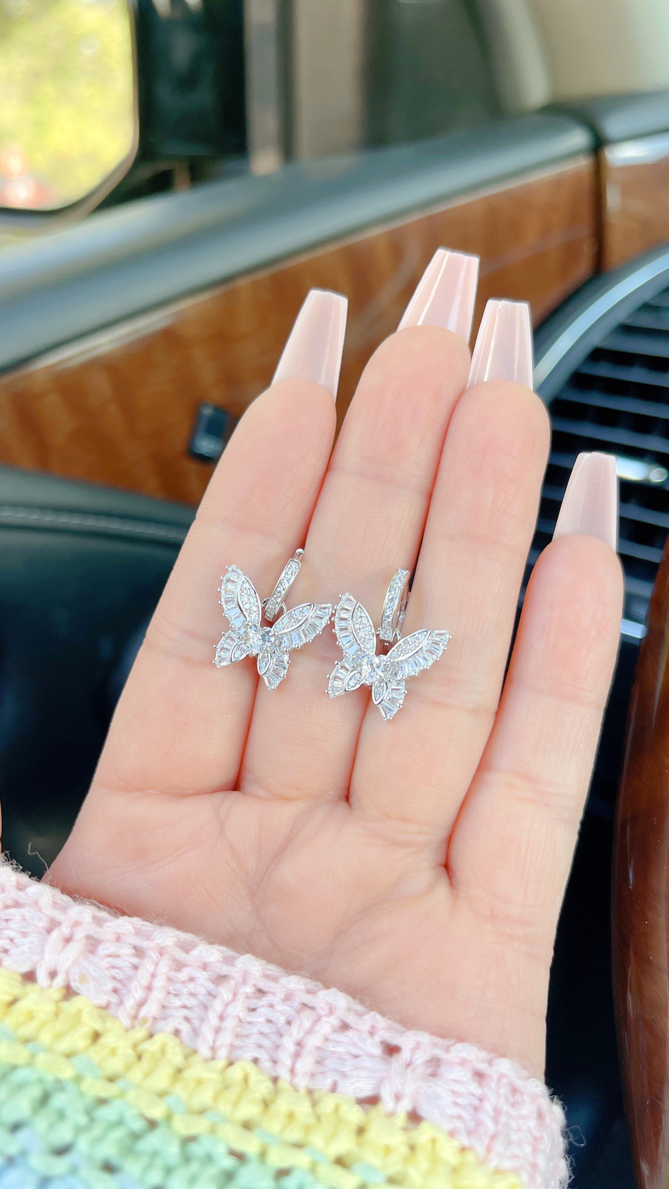 Aretes de lágrima rosa con diamantes 5A CZ