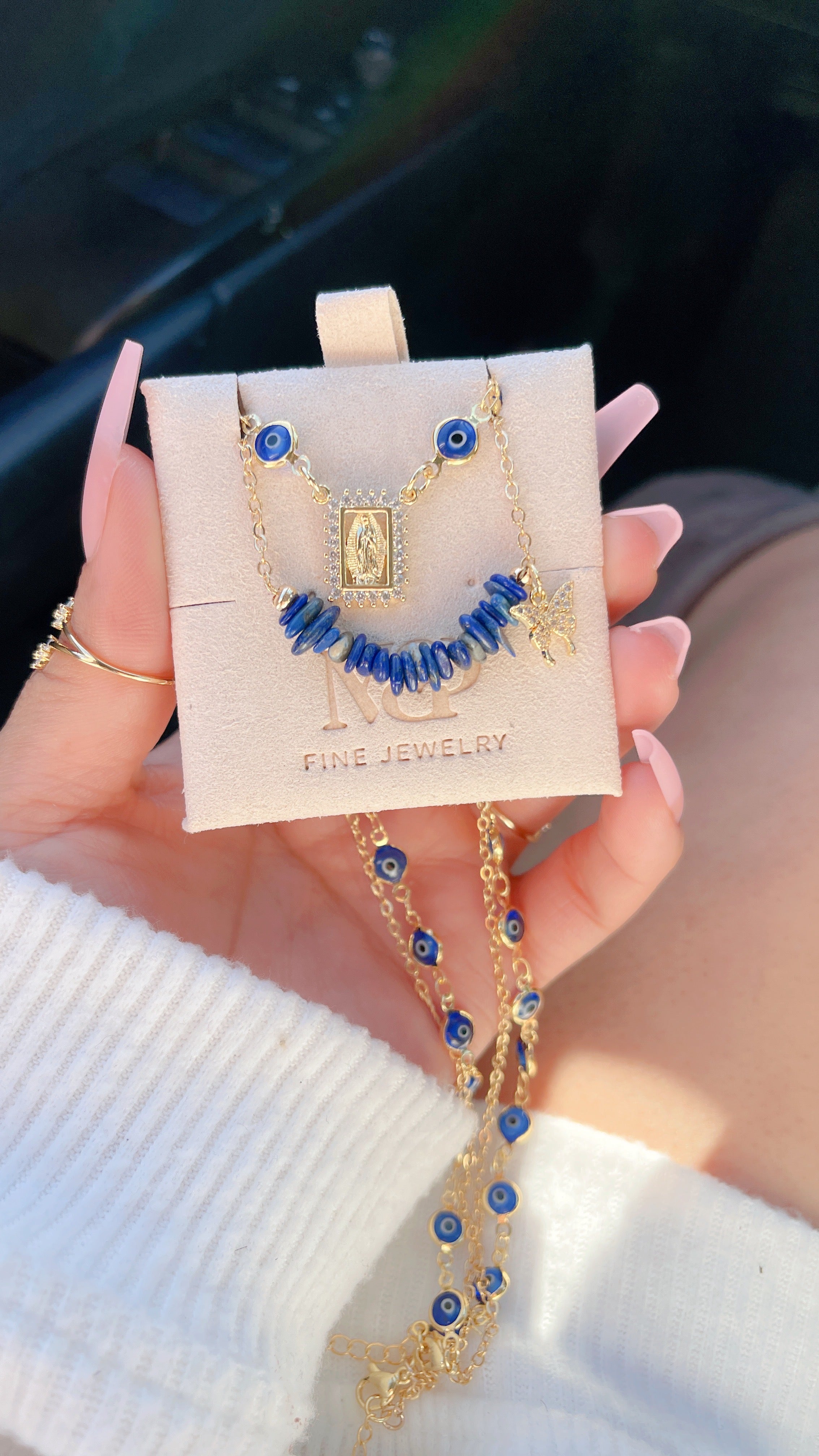 Sodalite Protection Mary Necklace Set