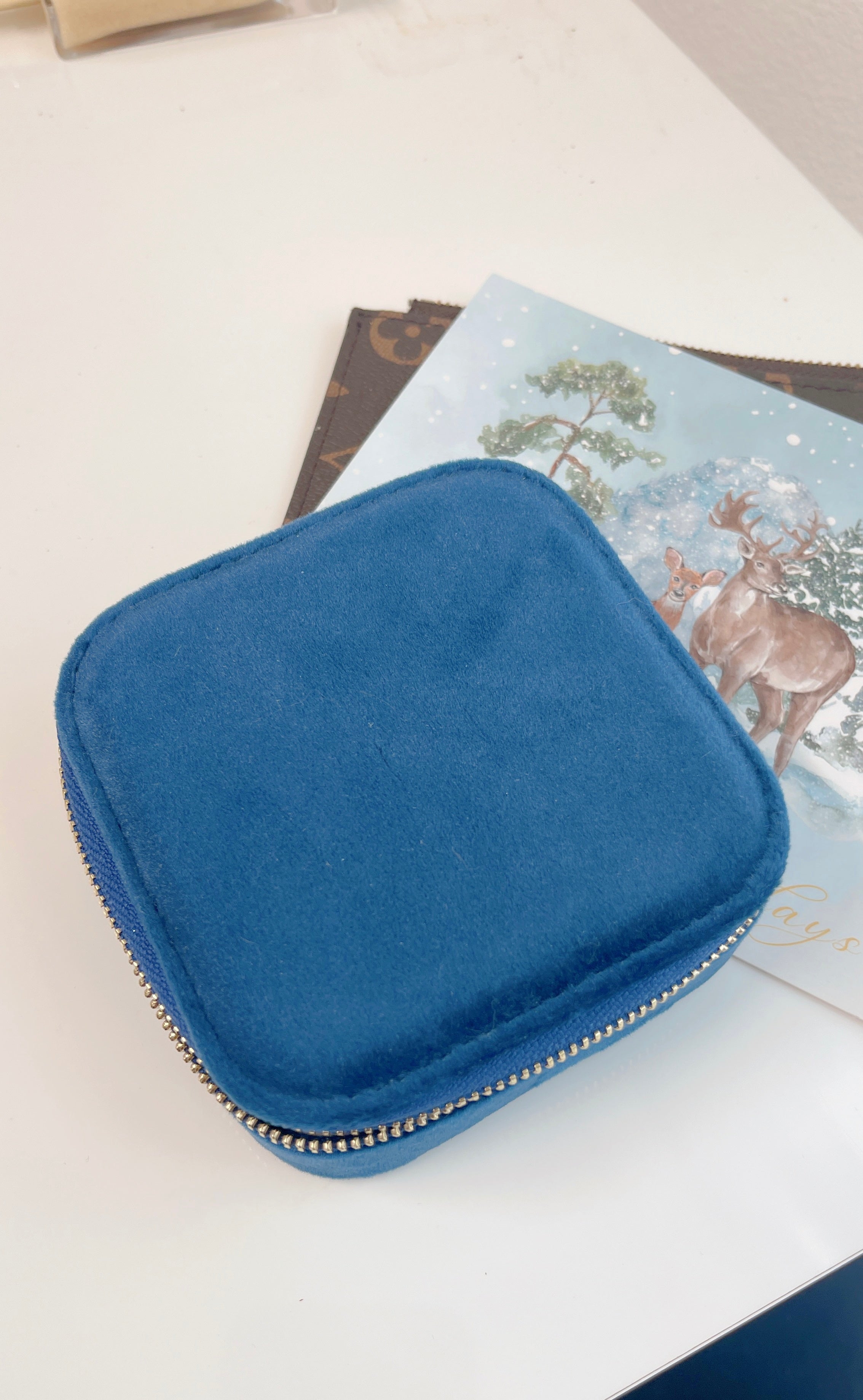 Estuche de viaje para joyas azul