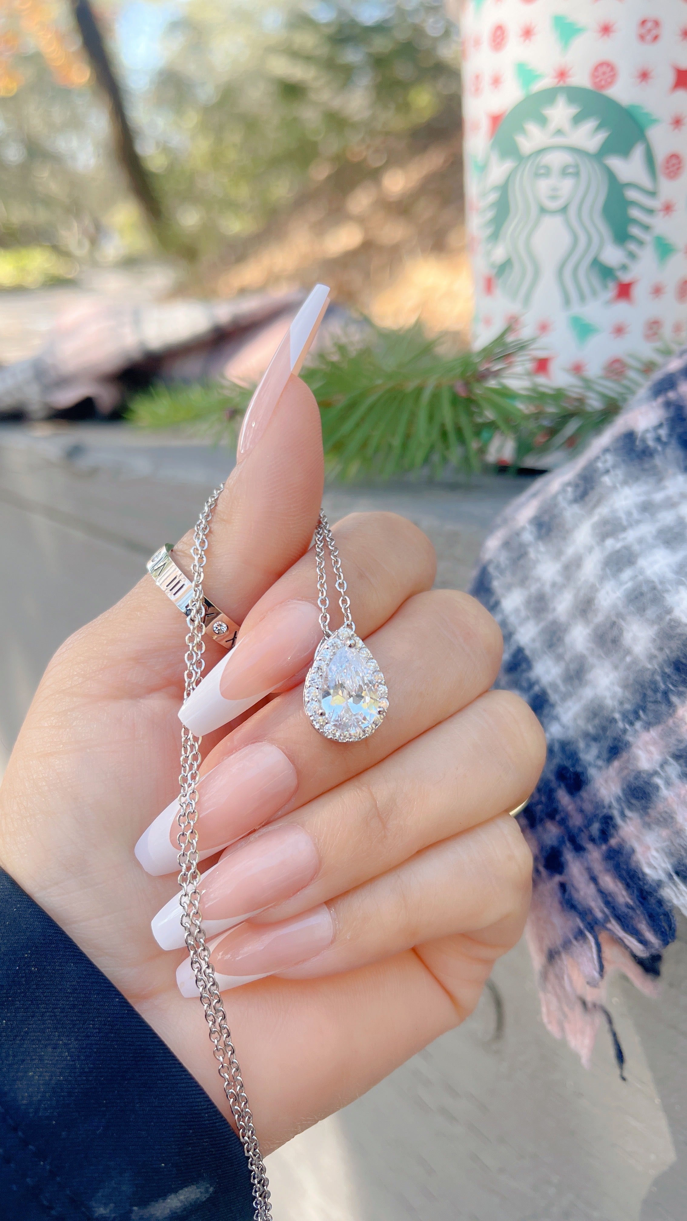 Tear Drop Silver Necklace Set