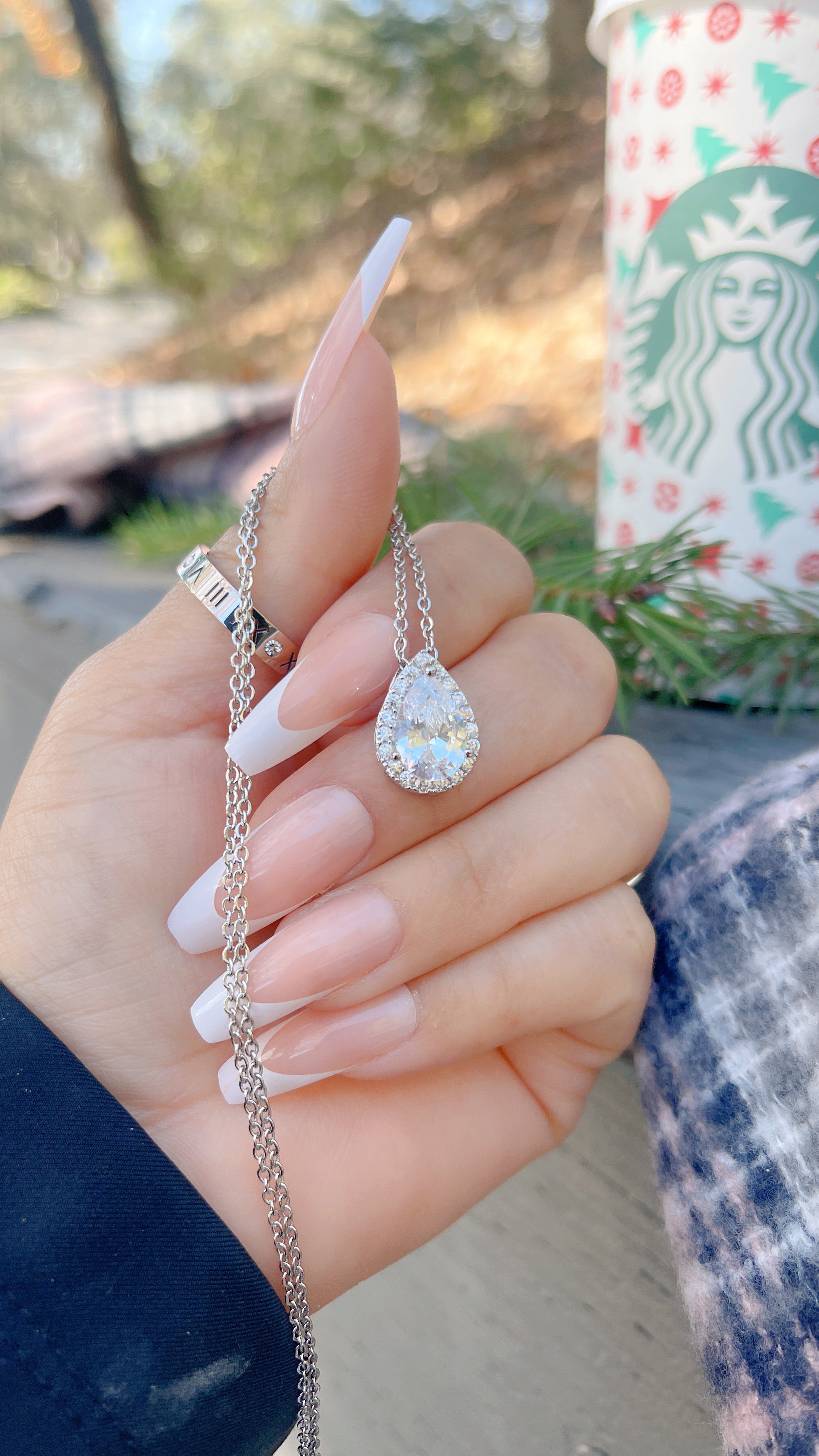 Tear Drop Silver Necklace Set