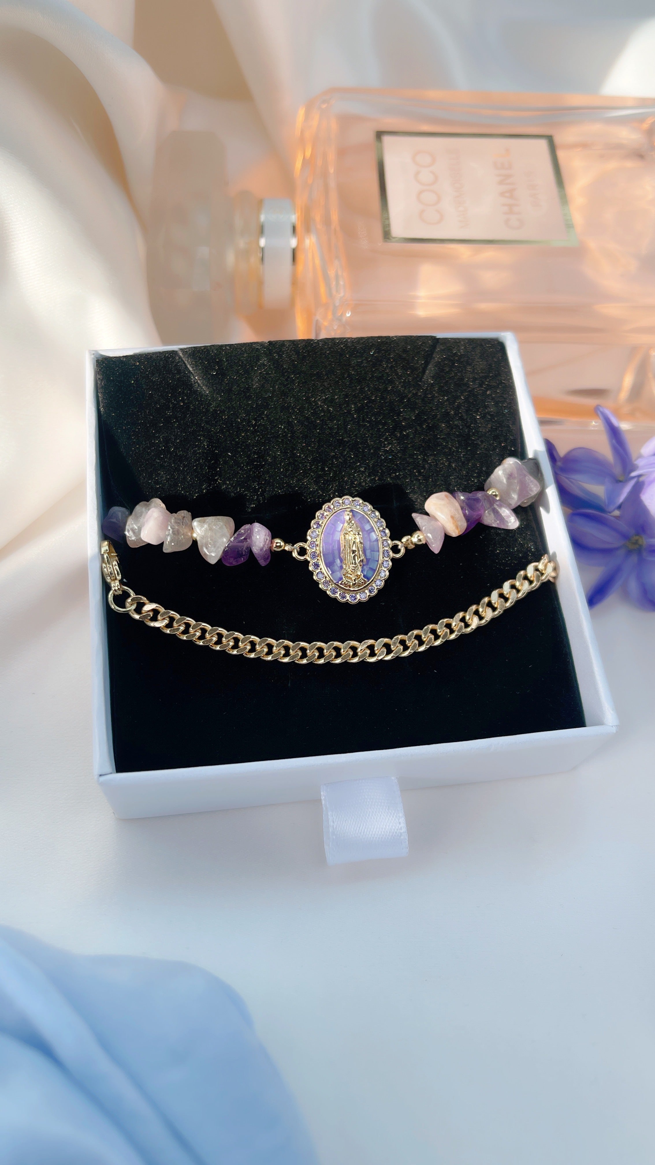 Juego de pulseras de amatista cubana