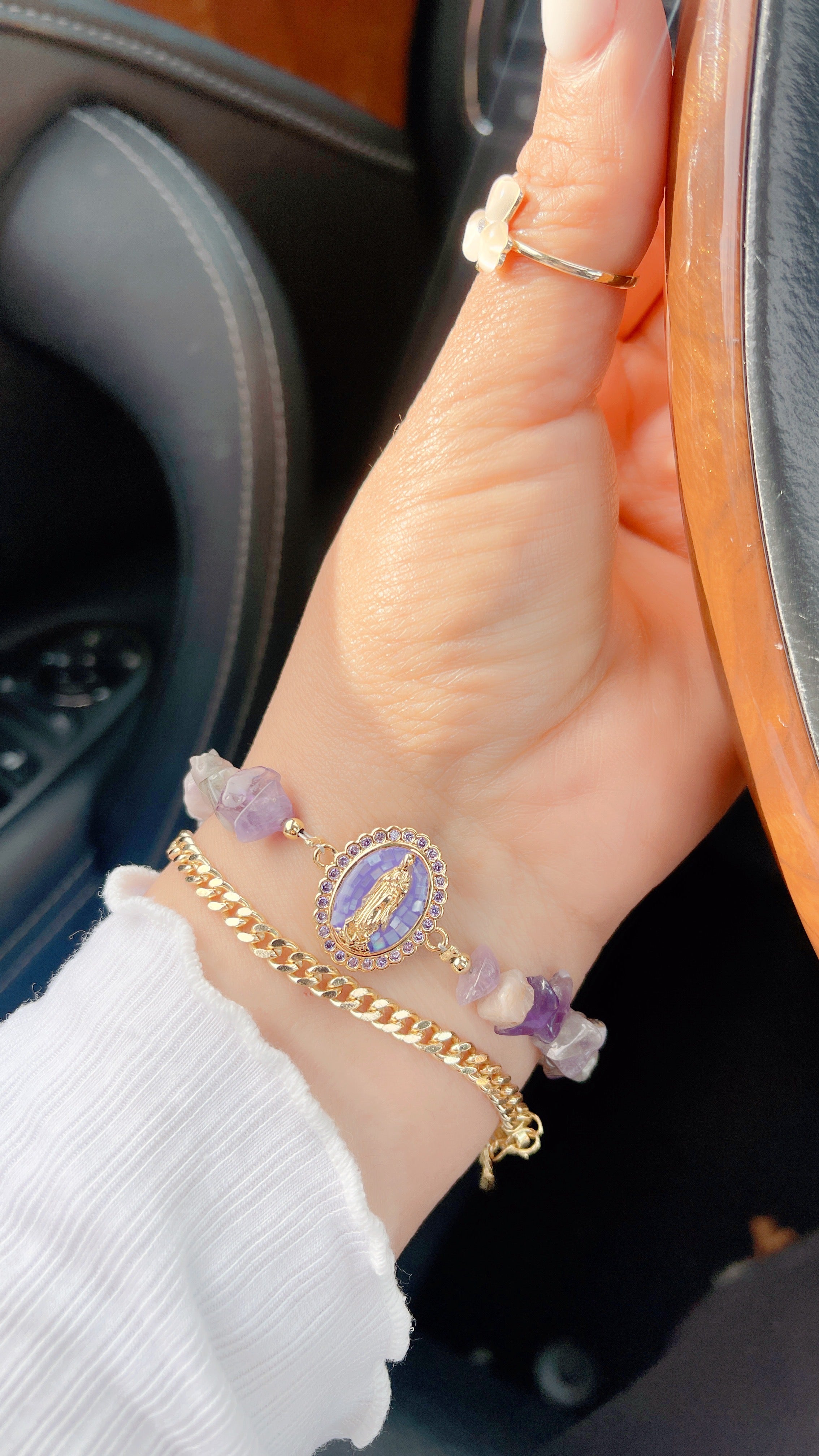 Juego de pulseras de amatista cubana